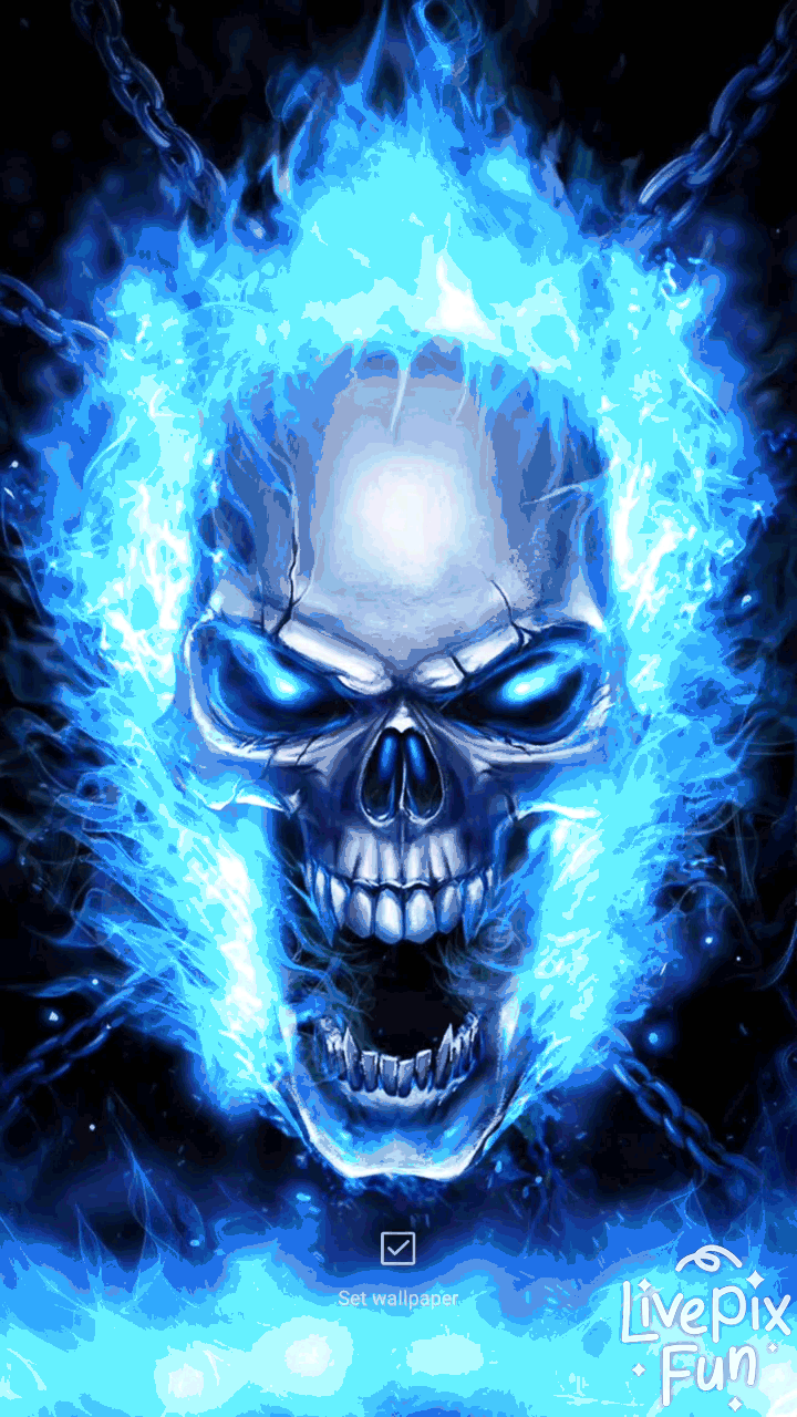 Blue fire skull live wallpaper