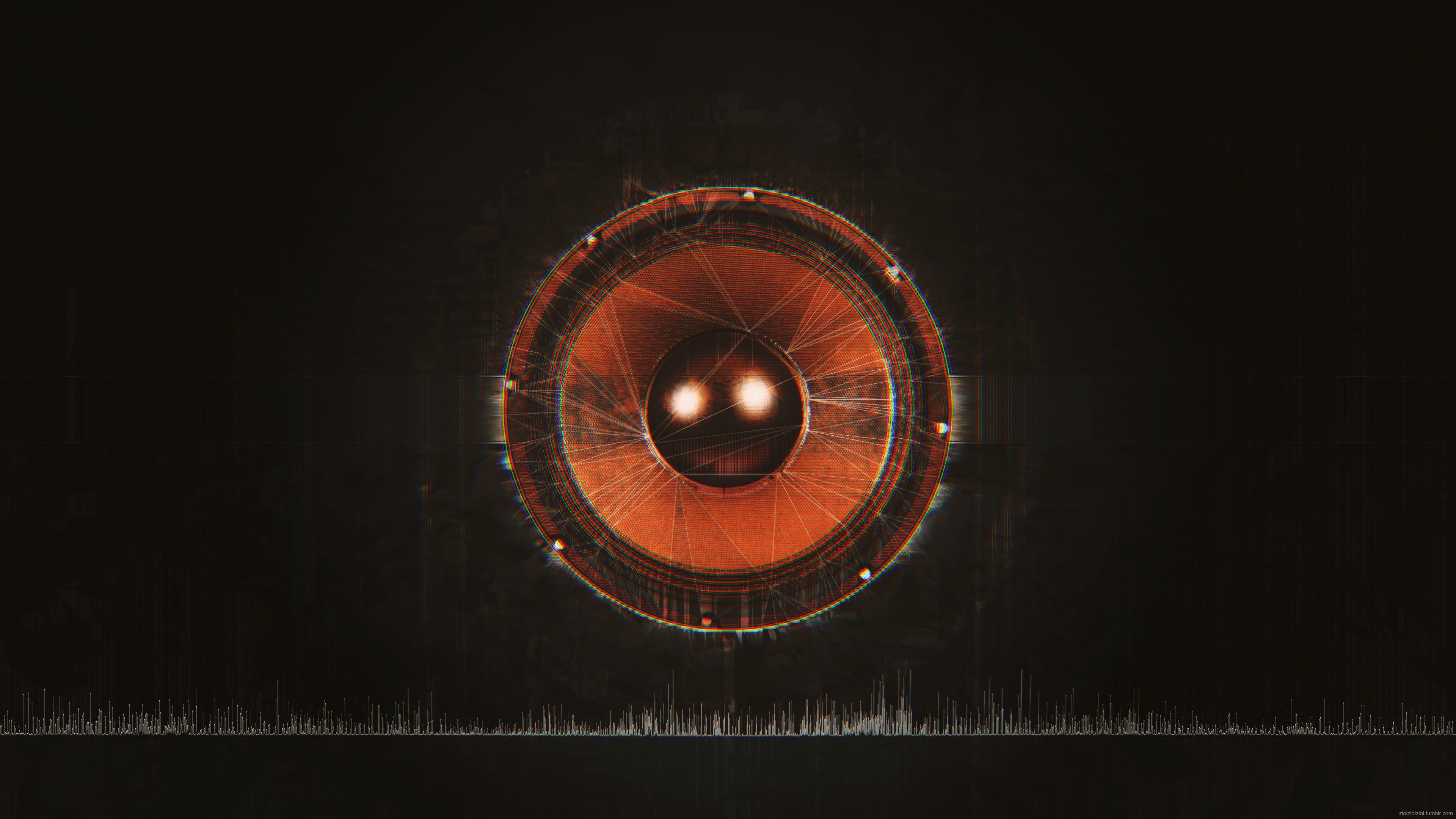 Sound Glitch Black Orange R Wallpaper