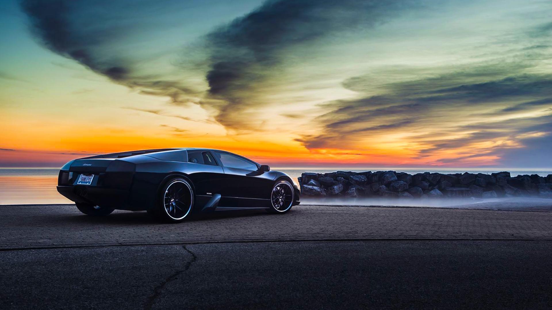 Lamborghini Murcielago Sunset Side View Wallpaper