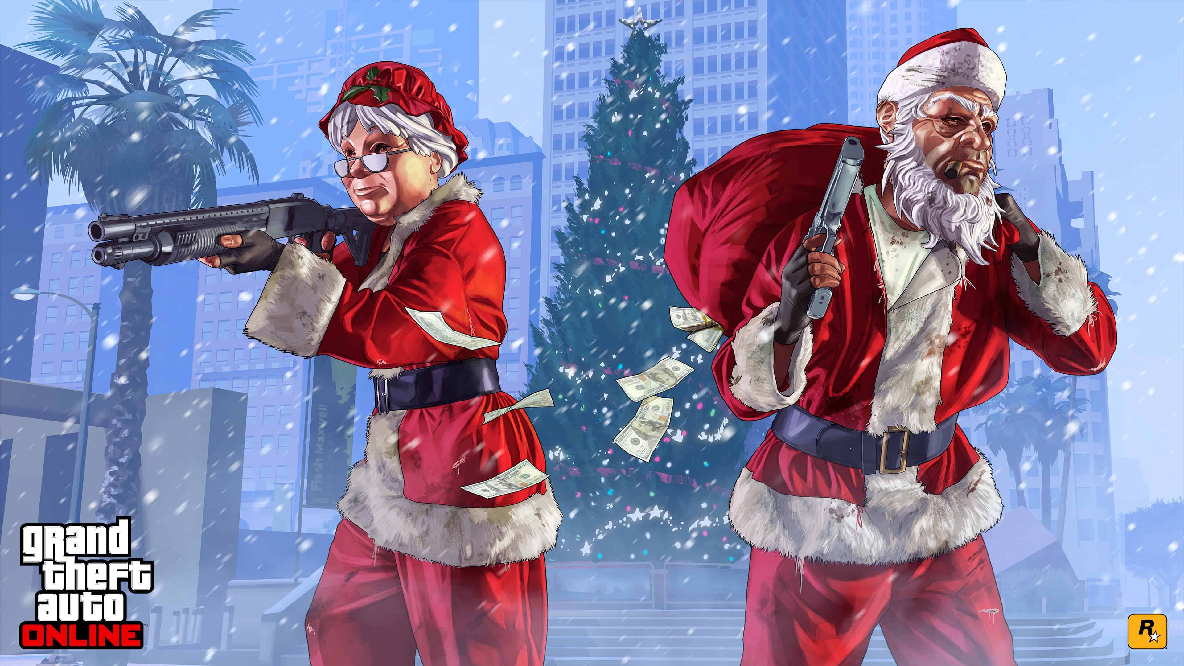 Grand Theft Auto 5 Online Santa Artwork For Christmas UHD 4K Wallpapers