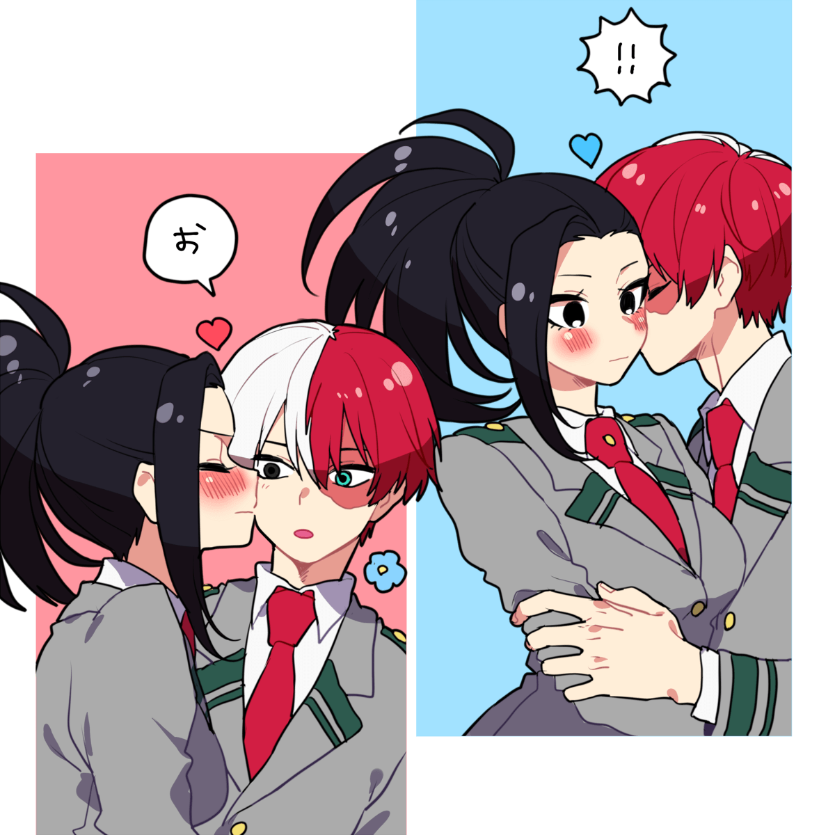 Momo Yaoyorozu x Todoroki Shouto (Twitter. My hero, My hero academia, Hero