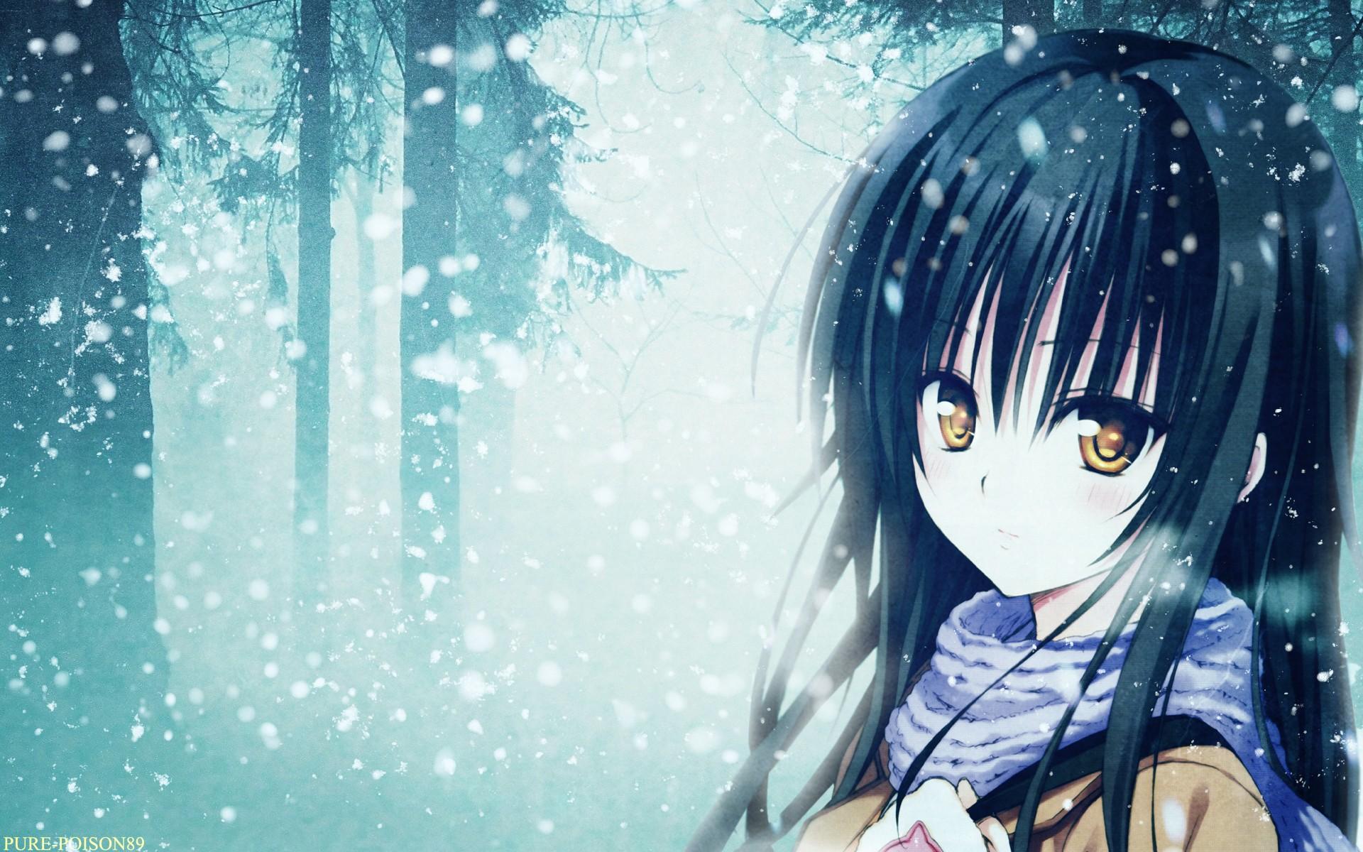 Anime Girl In Snow Wallpaperx1200
