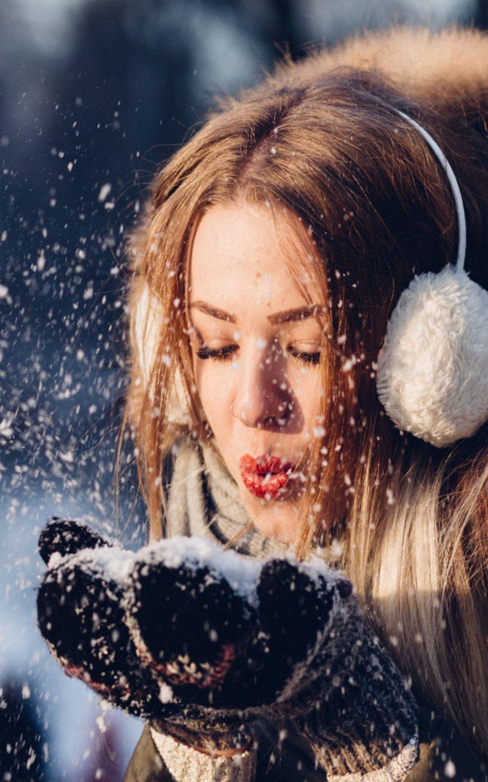 Girl Enjoying Snow Winter 4K Ultra HD Mobile Wallpaper