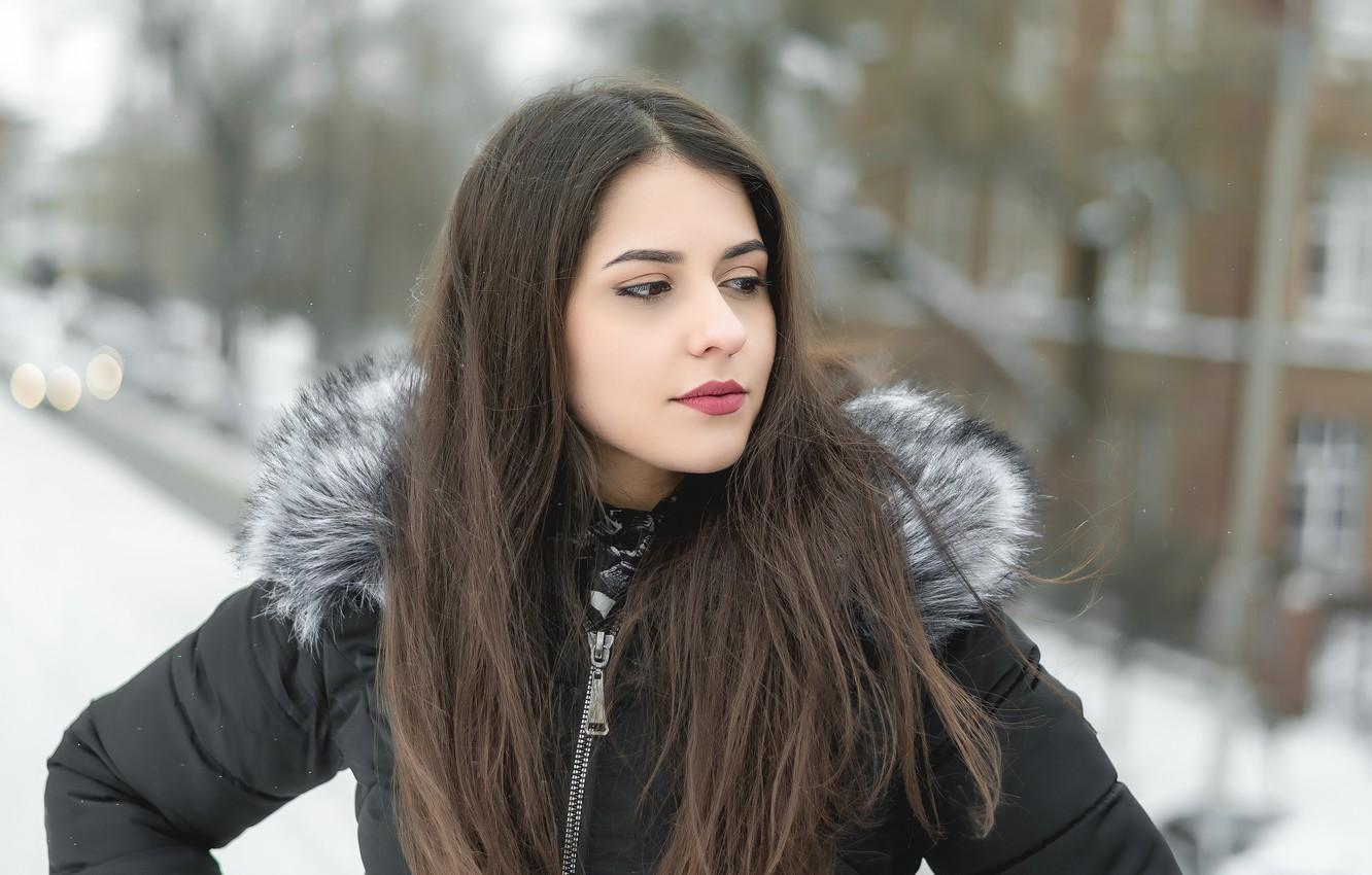 Wallpaper cold, winter, girl, snow, beautiful girl image