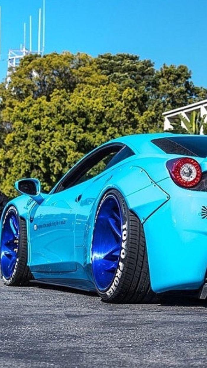 Bright Blue Ferrari 458 Liberty Walk