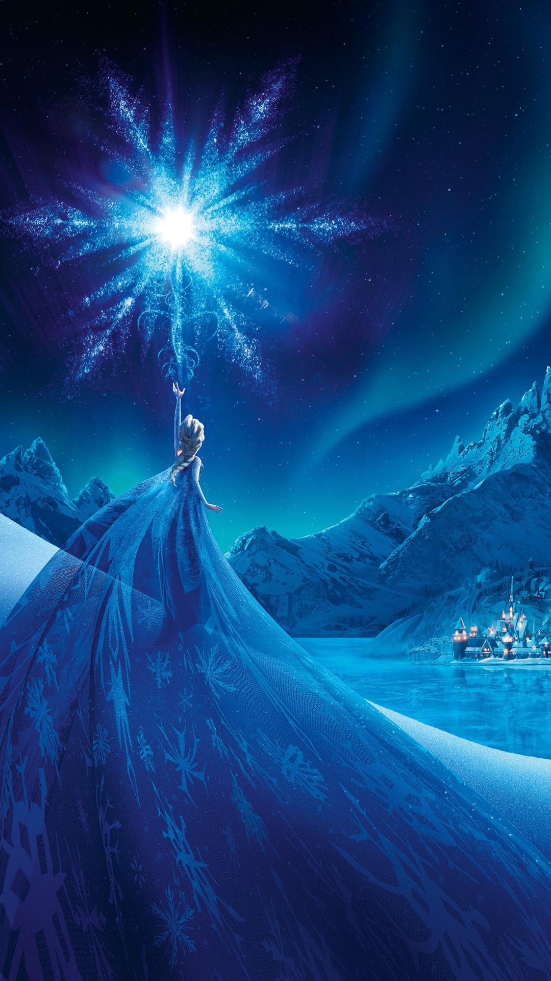 Wallpaper Frozen, Elsa, night, snowflake 3840x2160 UHD 4K