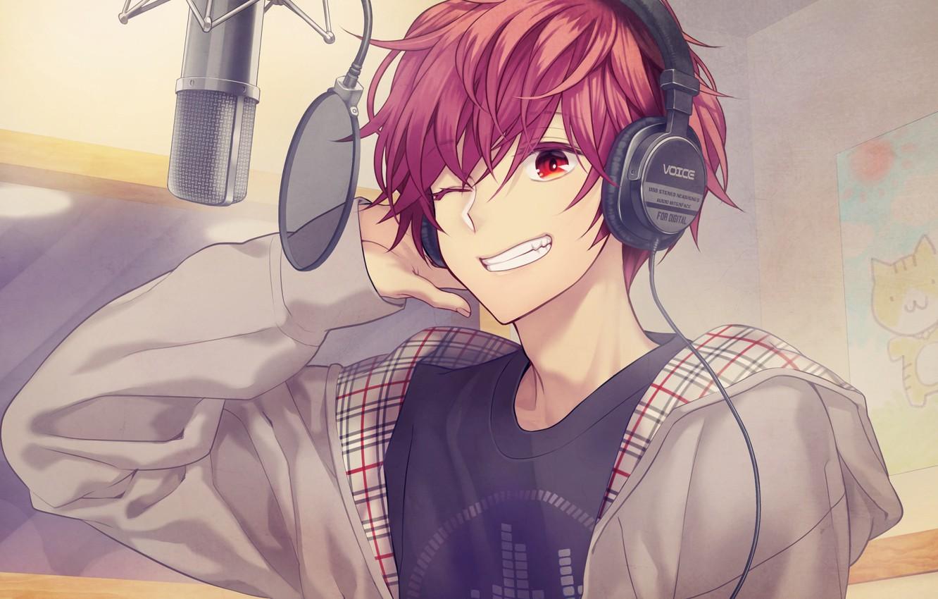 Wallpaper music, anime, headphones, art, guy image