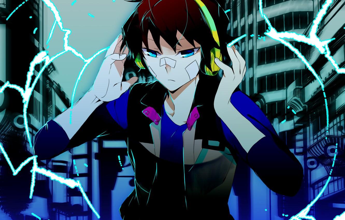 Wallpaper anime, headphones, art, guy, Hamatora image for desktop