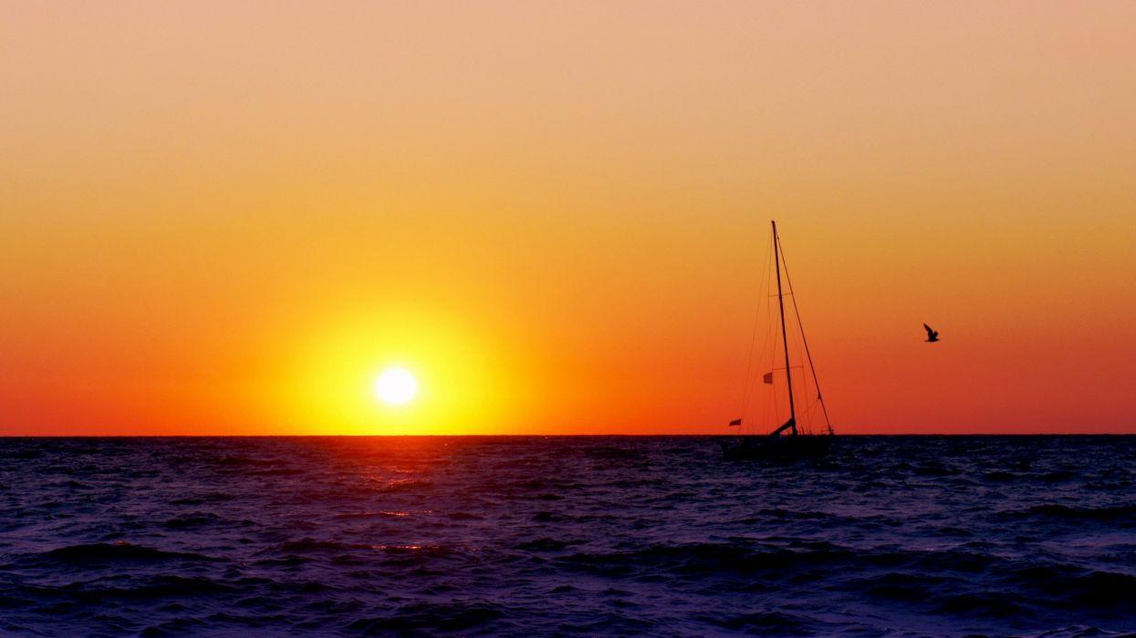 Ocean Sea Sky Sailboats Splendor Waves Lovely Sunlight