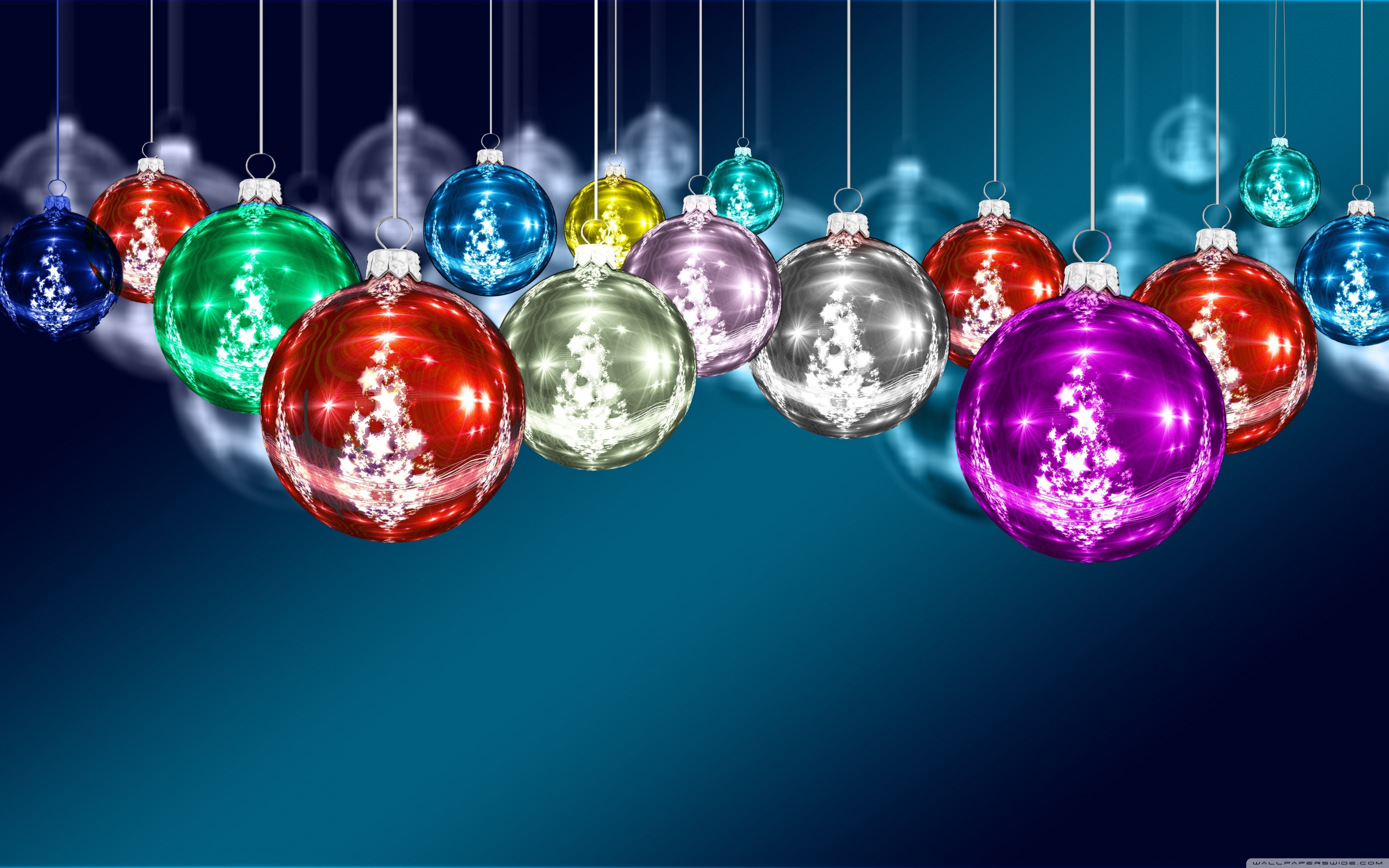 Colorful Christmas Balls Ultra HD Desktop Background