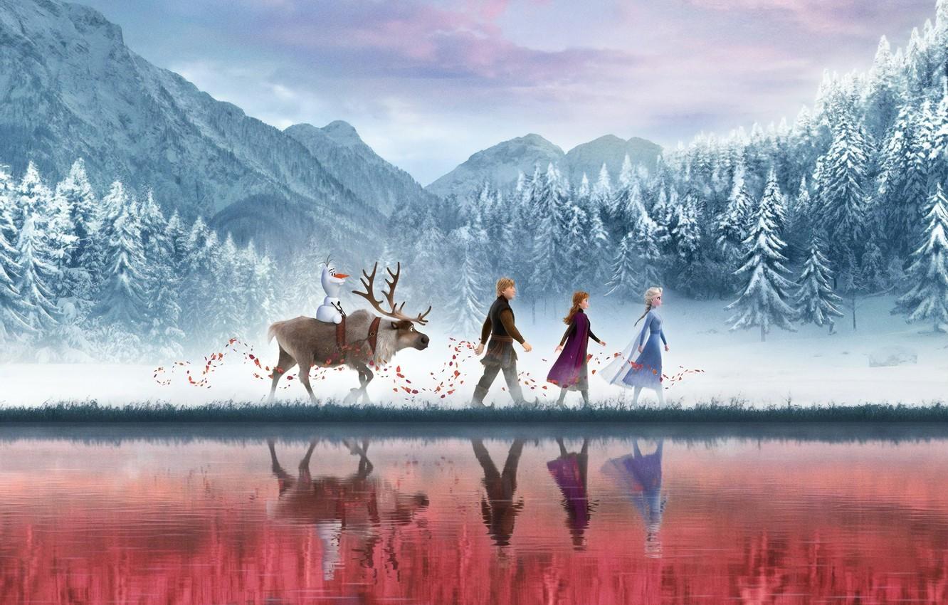 Wallpaper Frozen, Red, Fantasy, Nature, Blizzard, Beautiful, Anime, Wood, Winter, Anna, Tree, Queen, Snow, Girls, Female, Family image for desktop, section фильмы