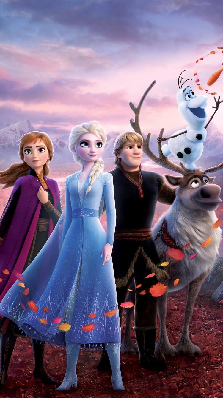 Download 750x1334 Frozen Animation, Queen Elsa, Kristoff