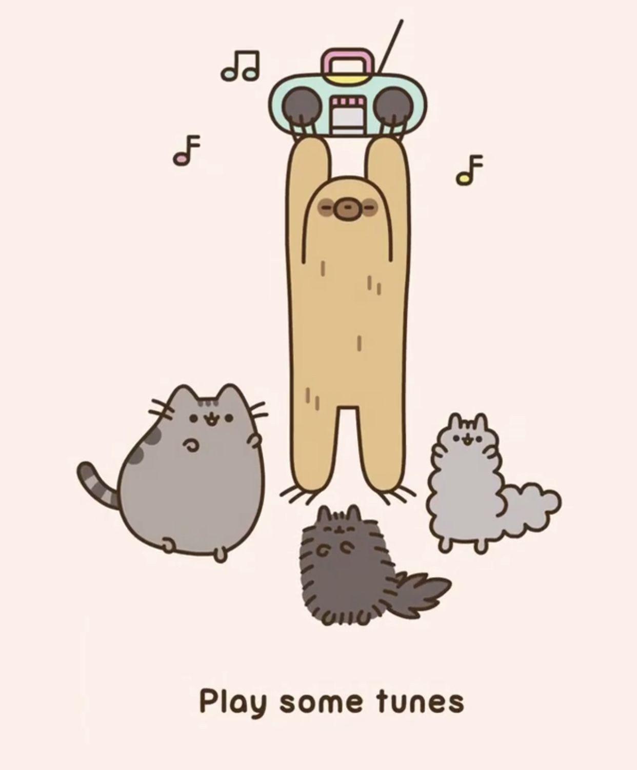pusheen with sloth