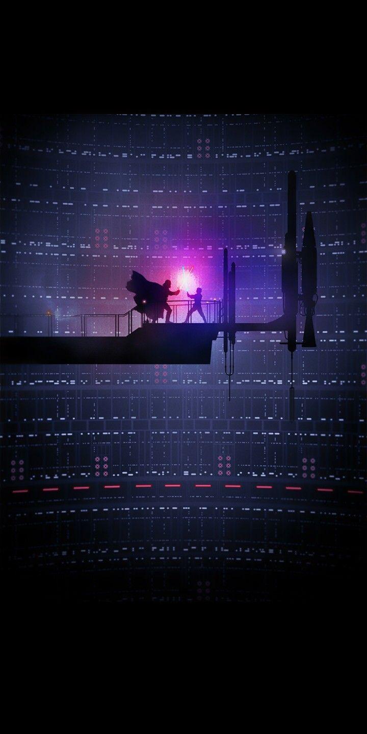 Star Wars ESB Bespin Lightsaber Duel by Marco Manev. 18:9 Wallpaper. Star Wars. Papel de parede star wars, Wallpaper de filmes, Pôsteres de filmes