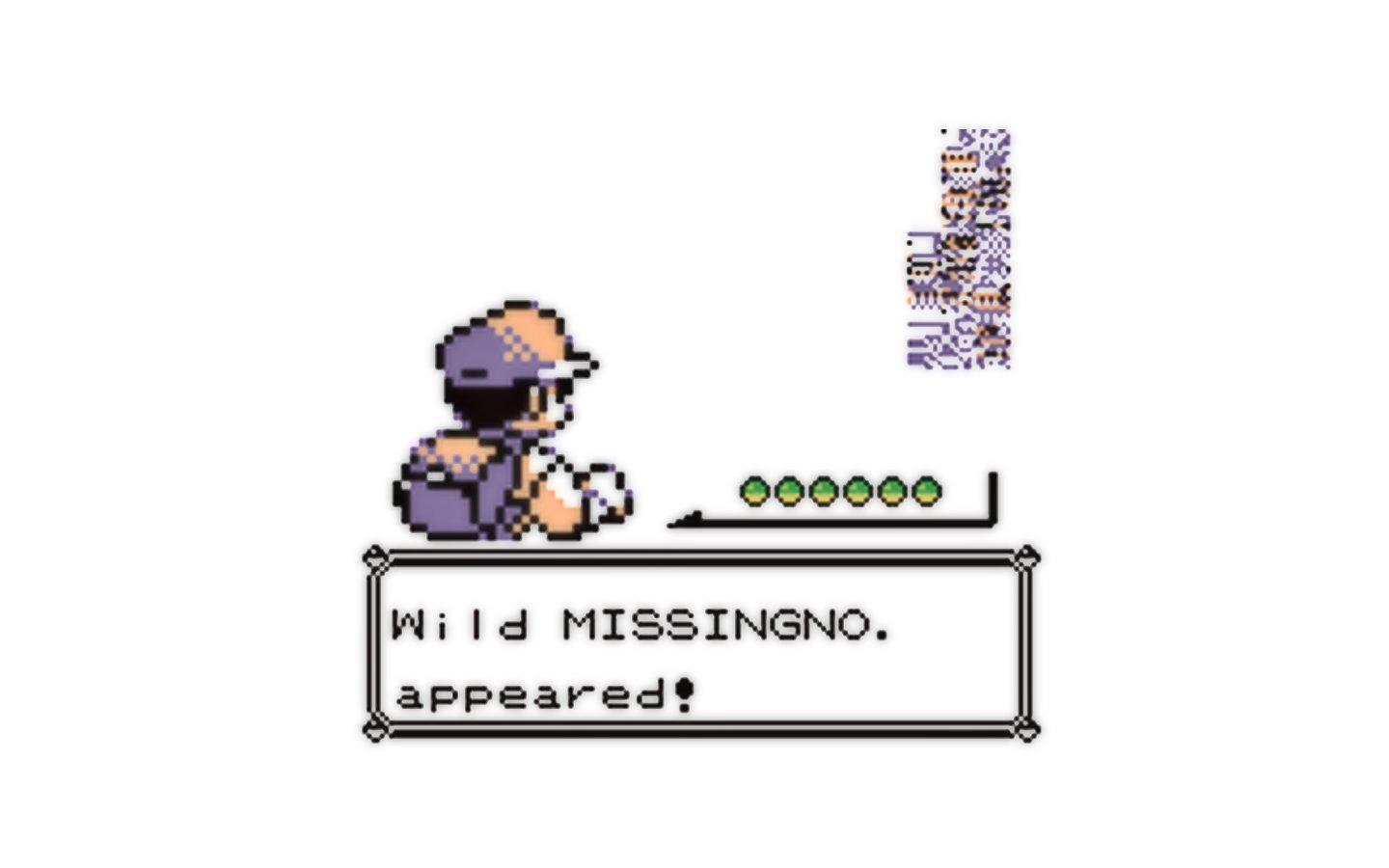 Pokemon text MissingNo_ simple background inscription