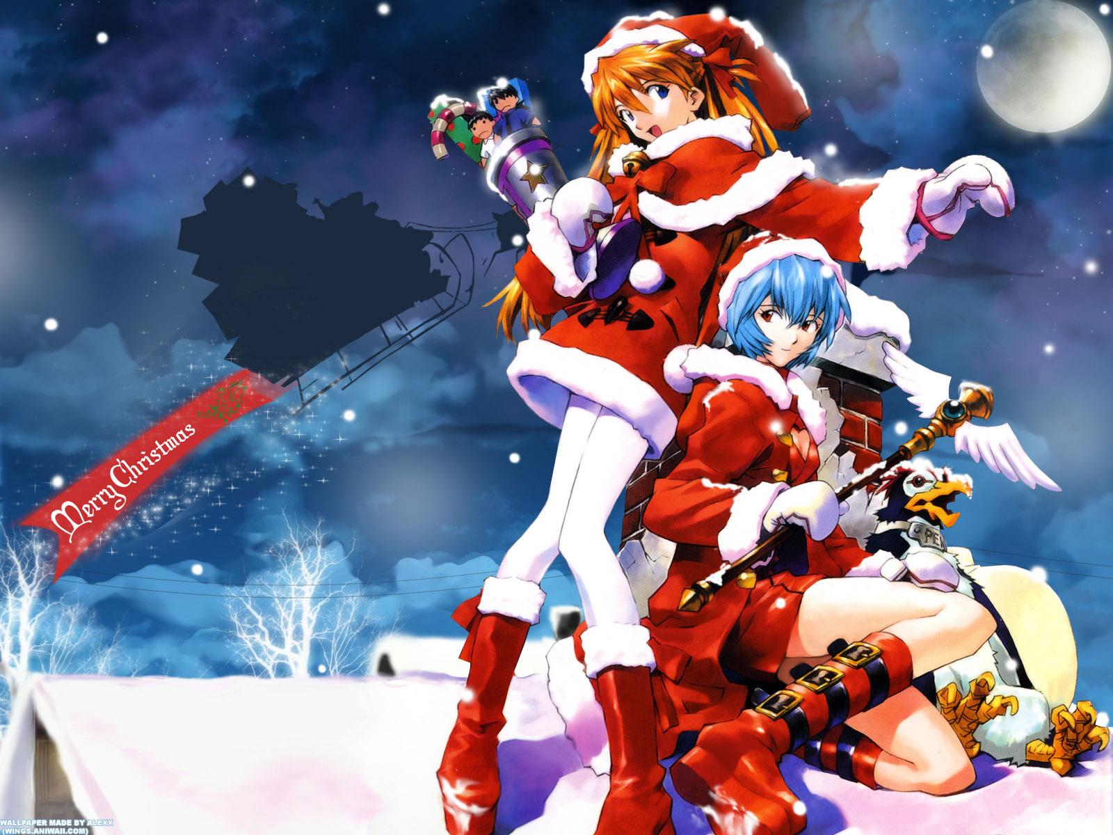 Asuka Rei Merry Christmas Genesis Evangelion Wallpaper