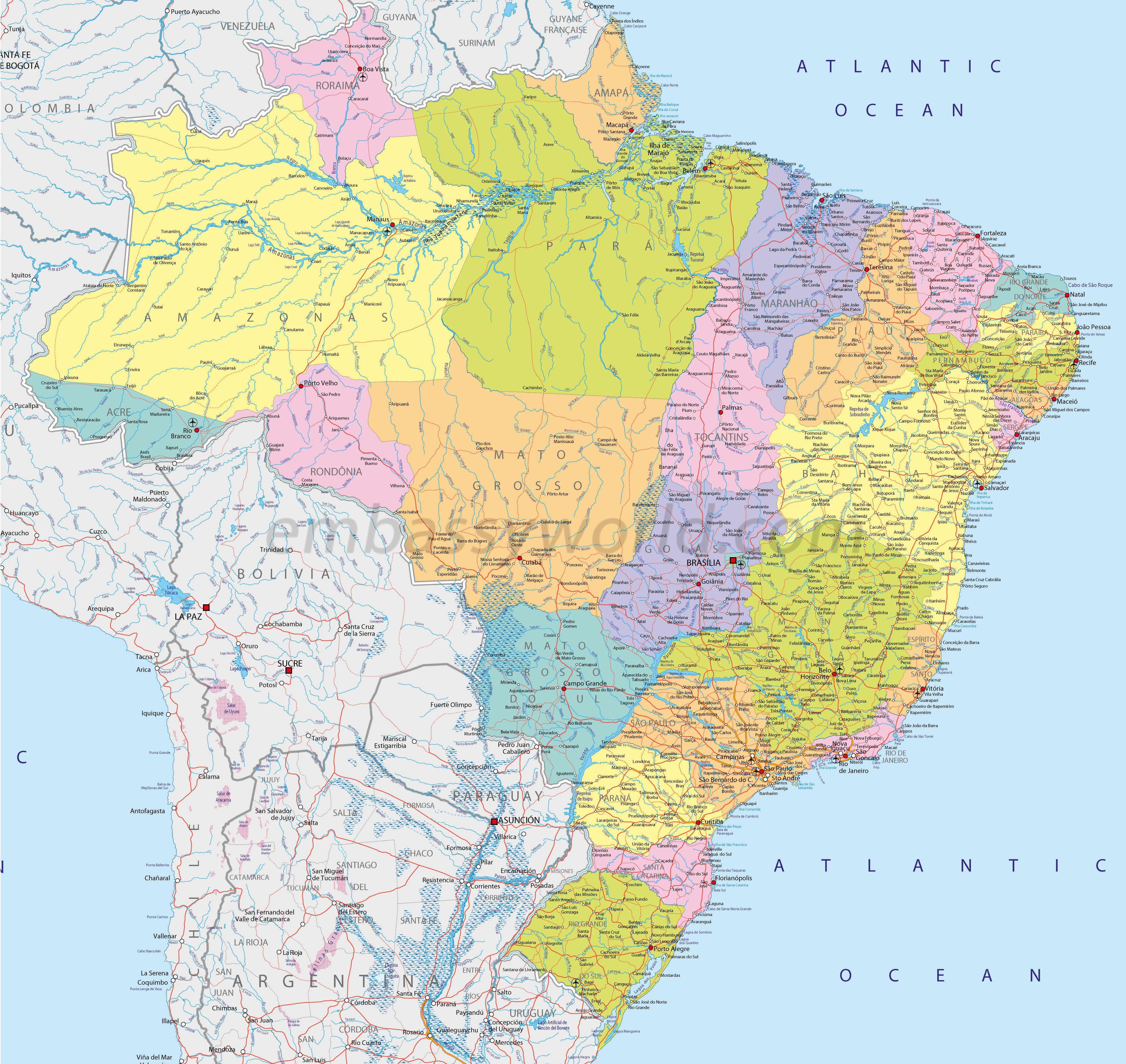 brazil map Large Image