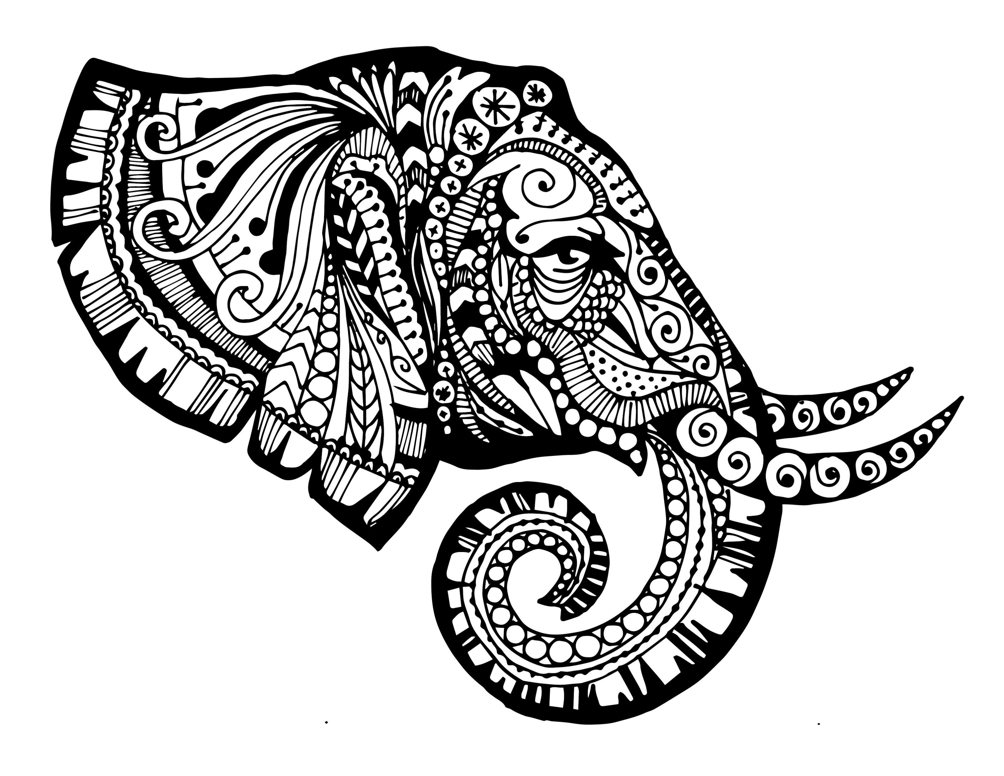 Zentangle Animals Printable image. Elephant art, Zentangle