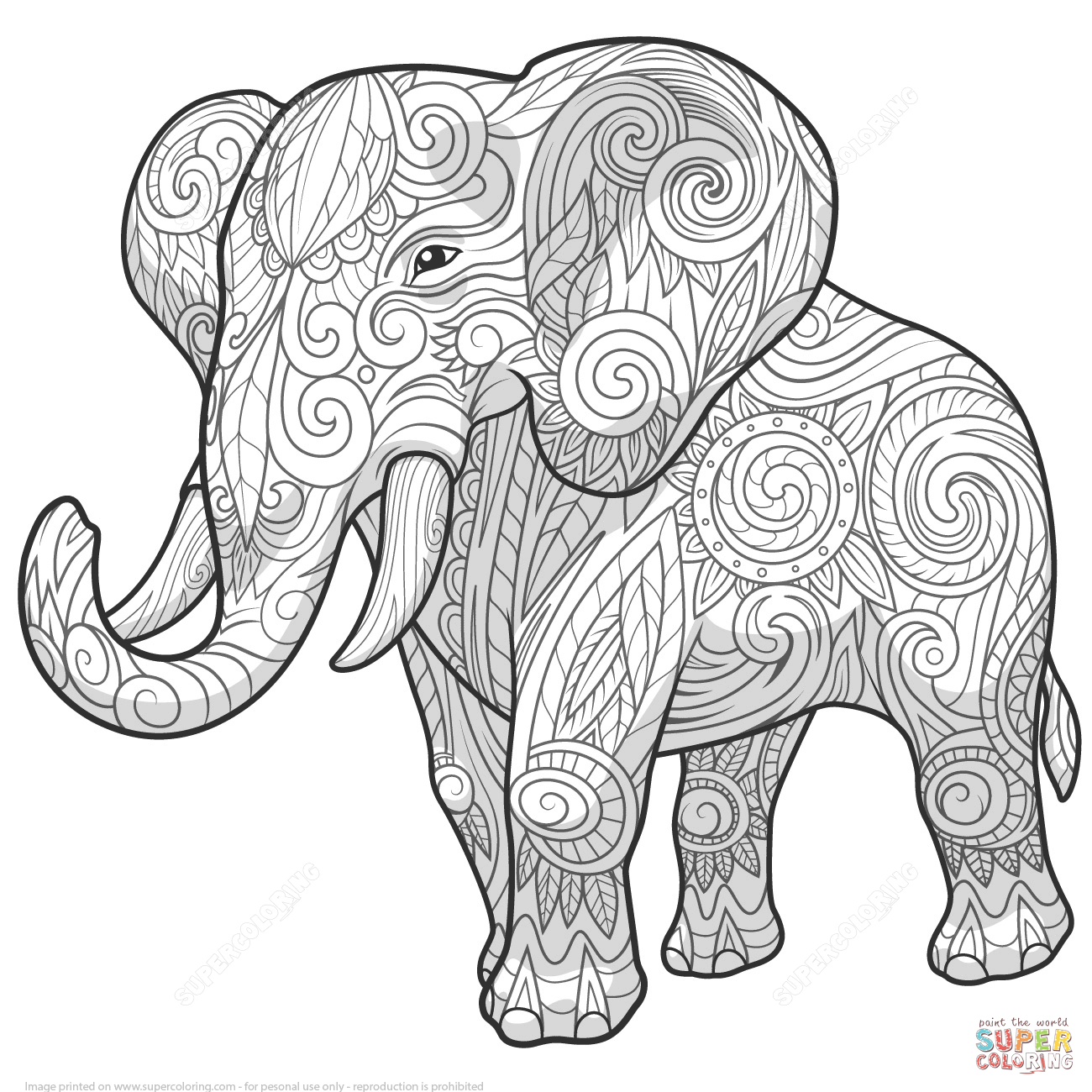 Elephant Zentangle.com. Free