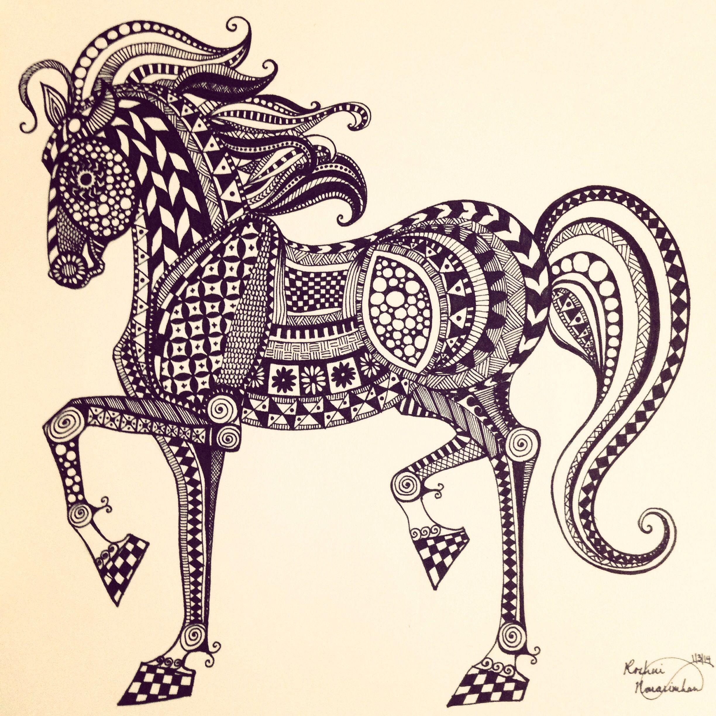 Zentangle horse. Art, Drawings, Beautiful flowers