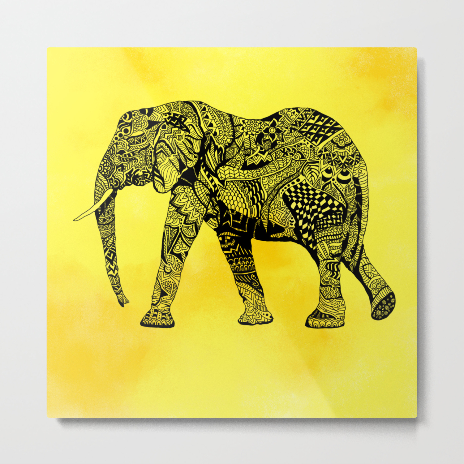 Zentangle Elephant Metal Print