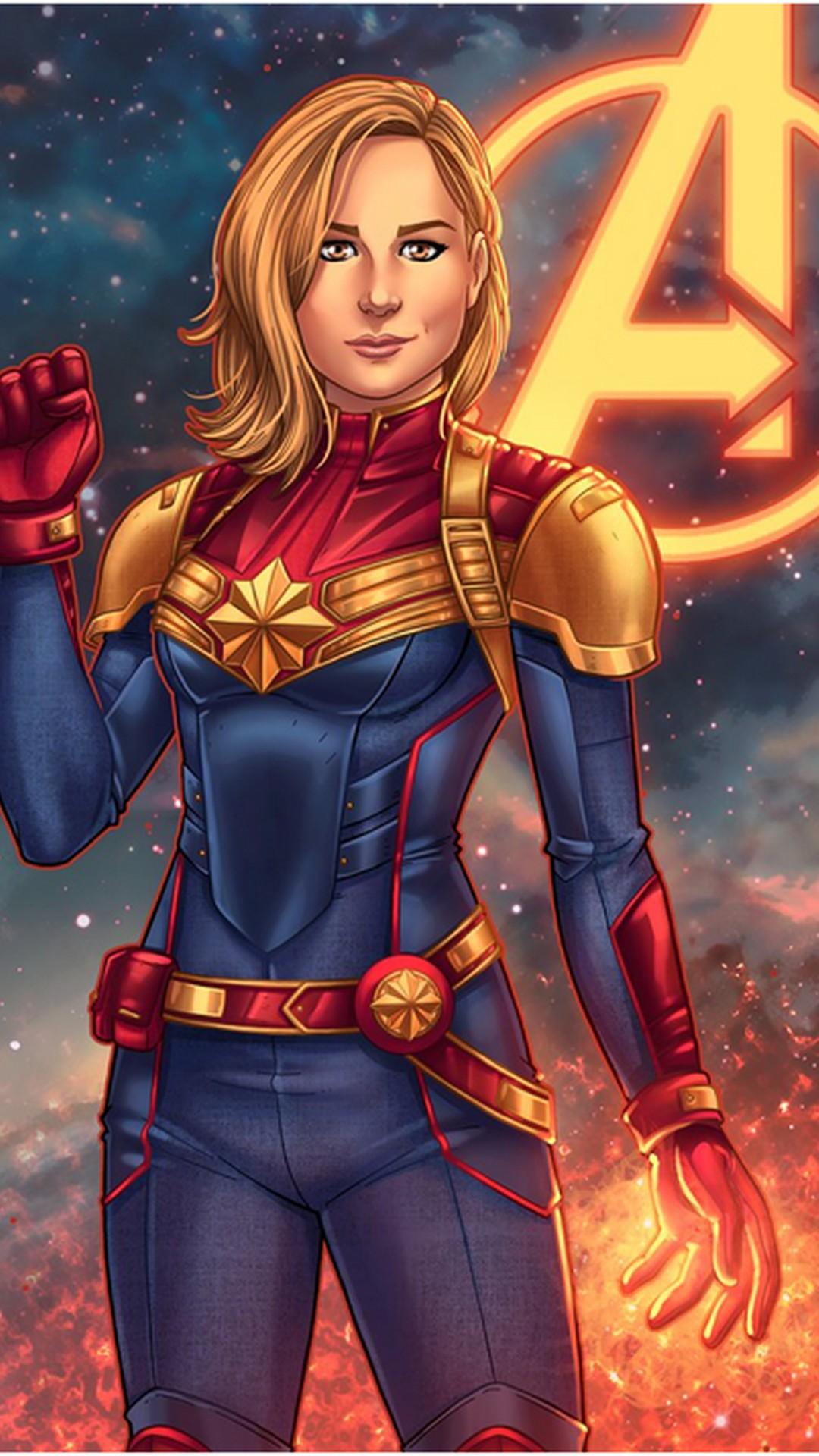 Captain Marvel Animated iPhone X Wallpaper Movie Poster Wallpaper HD