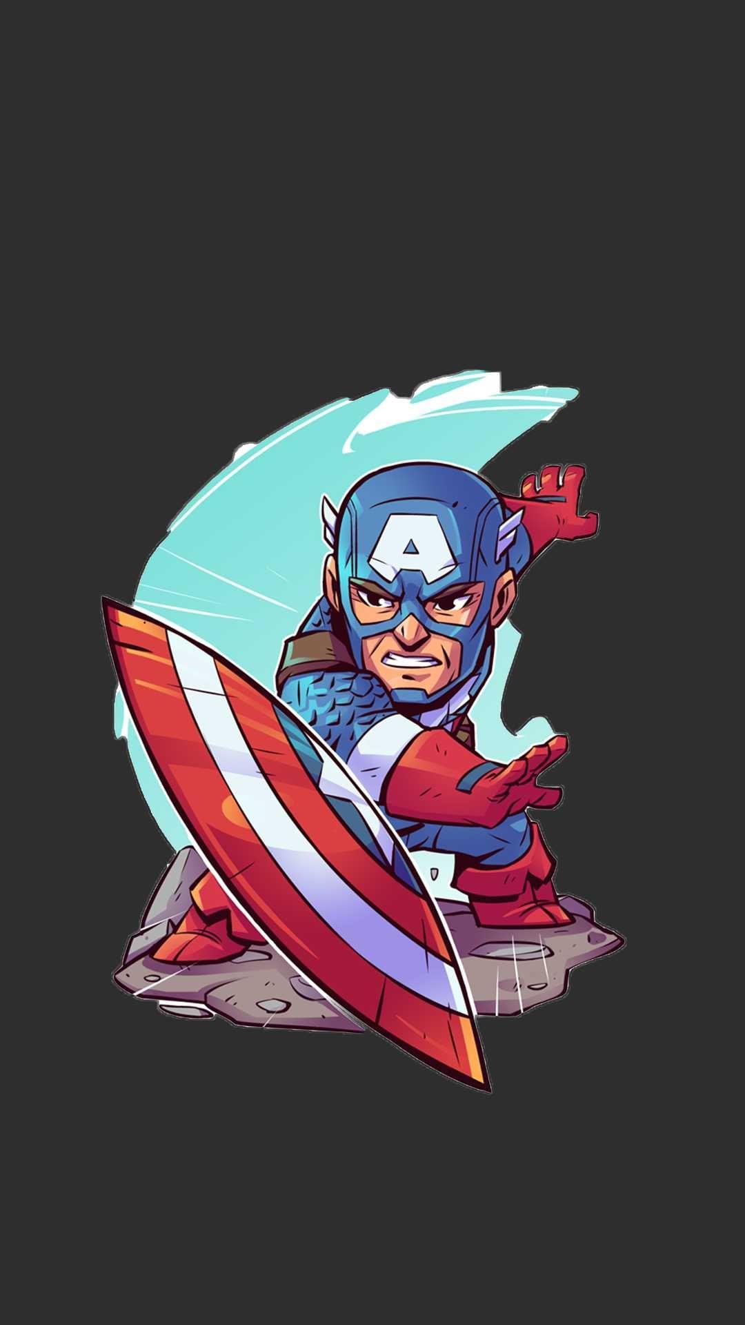 Captain America Animated Art iPhone Wallpaper. Marvel comics wallpaper, Superhero wallpaper, Chibi marvel