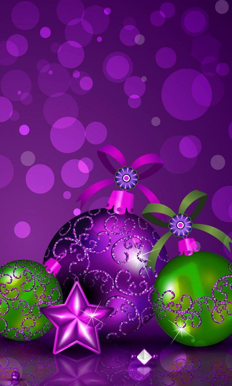 Purple & Green Christmas Balls Screen in 2019