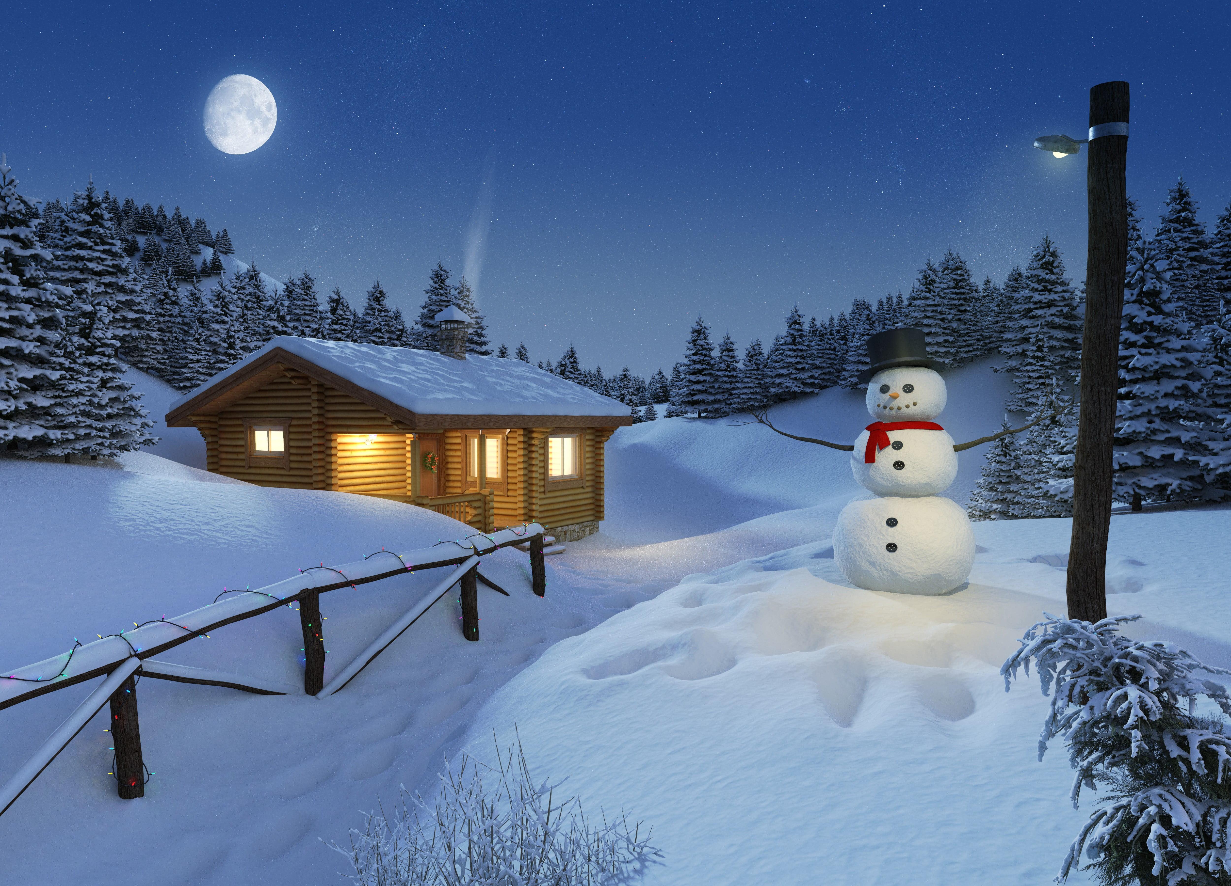 Snowman, winter HD wallpaper
