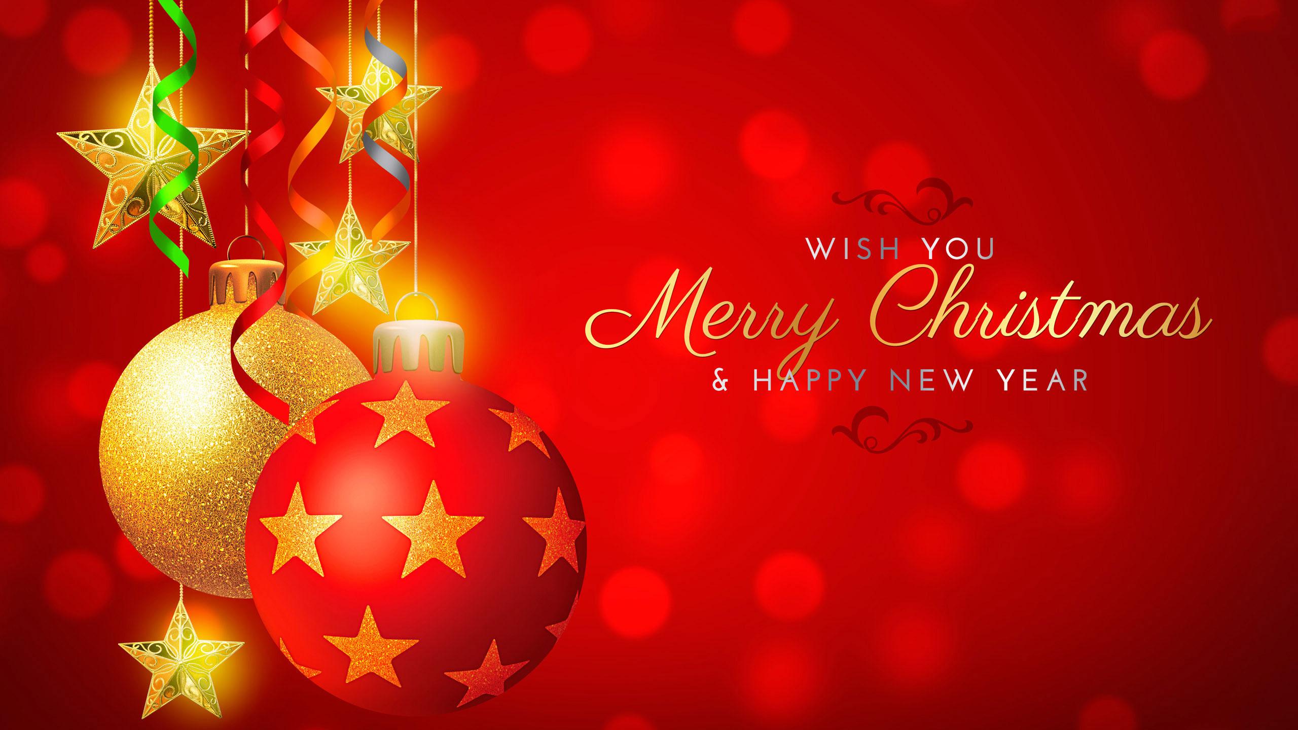 Wish You Merry Christmas and Happy New Year HD Wallpaper