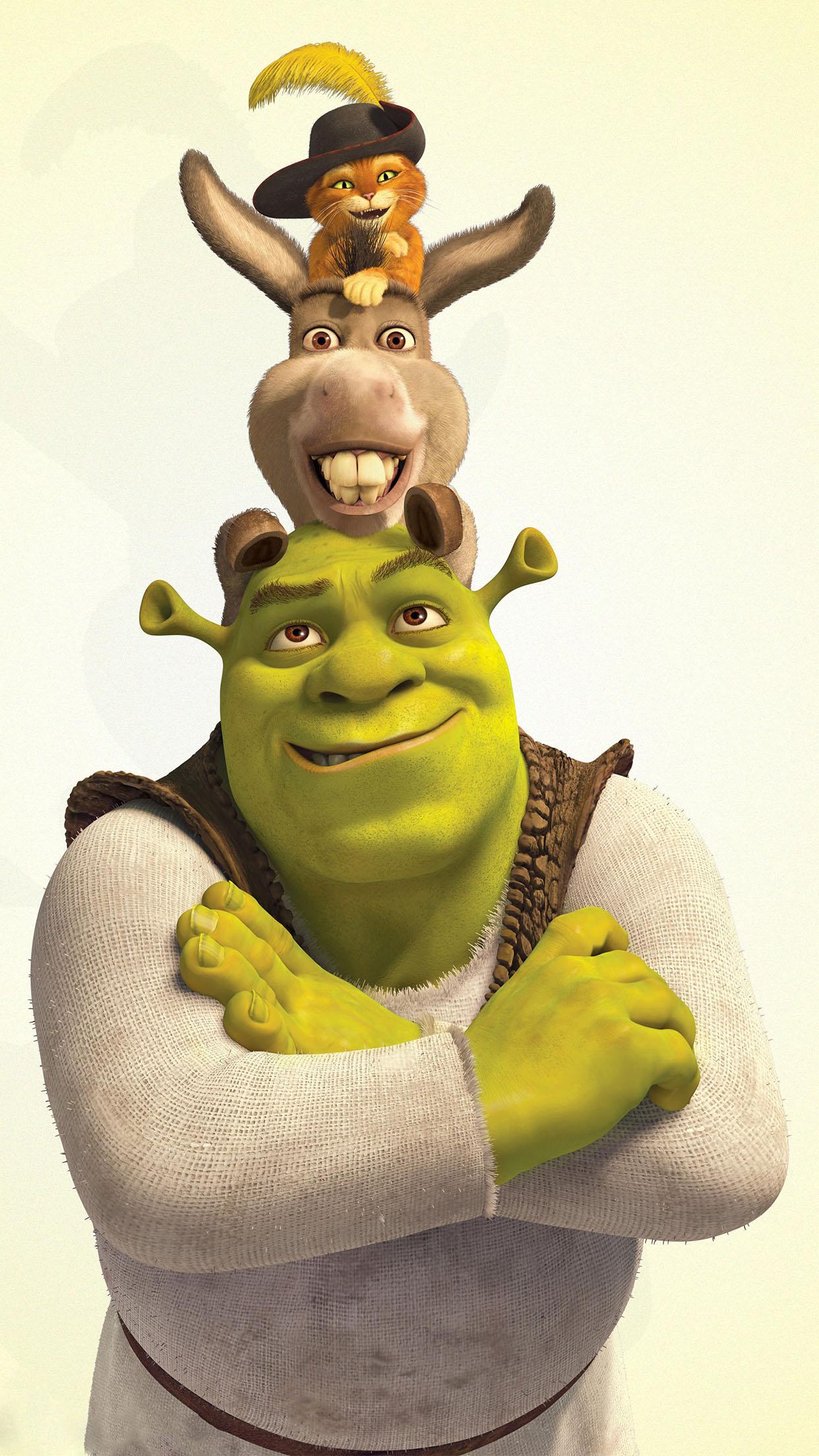 Shrek donkey and puss in boots Wallpaper for iPhone X, 7