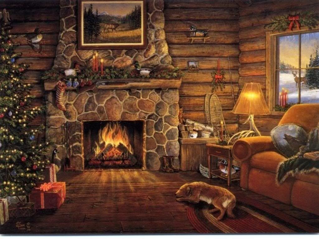 Christmas Fireplace HD Wallpaper Wallpaper Inn. Christmas fireplace, Cabin christmas, Log cabin christmas