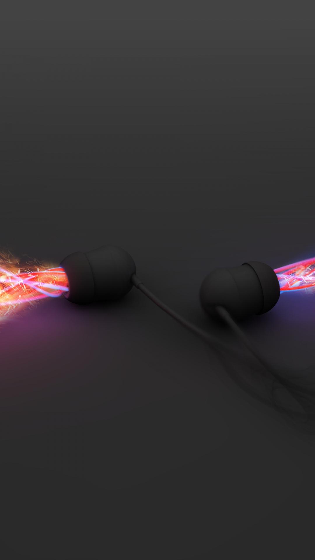 Black In Ear Headphones Rainbows Android Wallpaper free download
