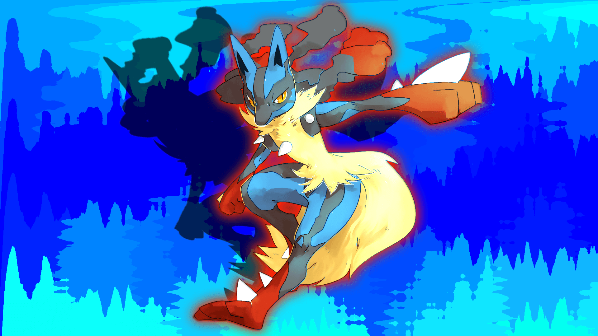 mega lucario vs mega blaziken wallpaper