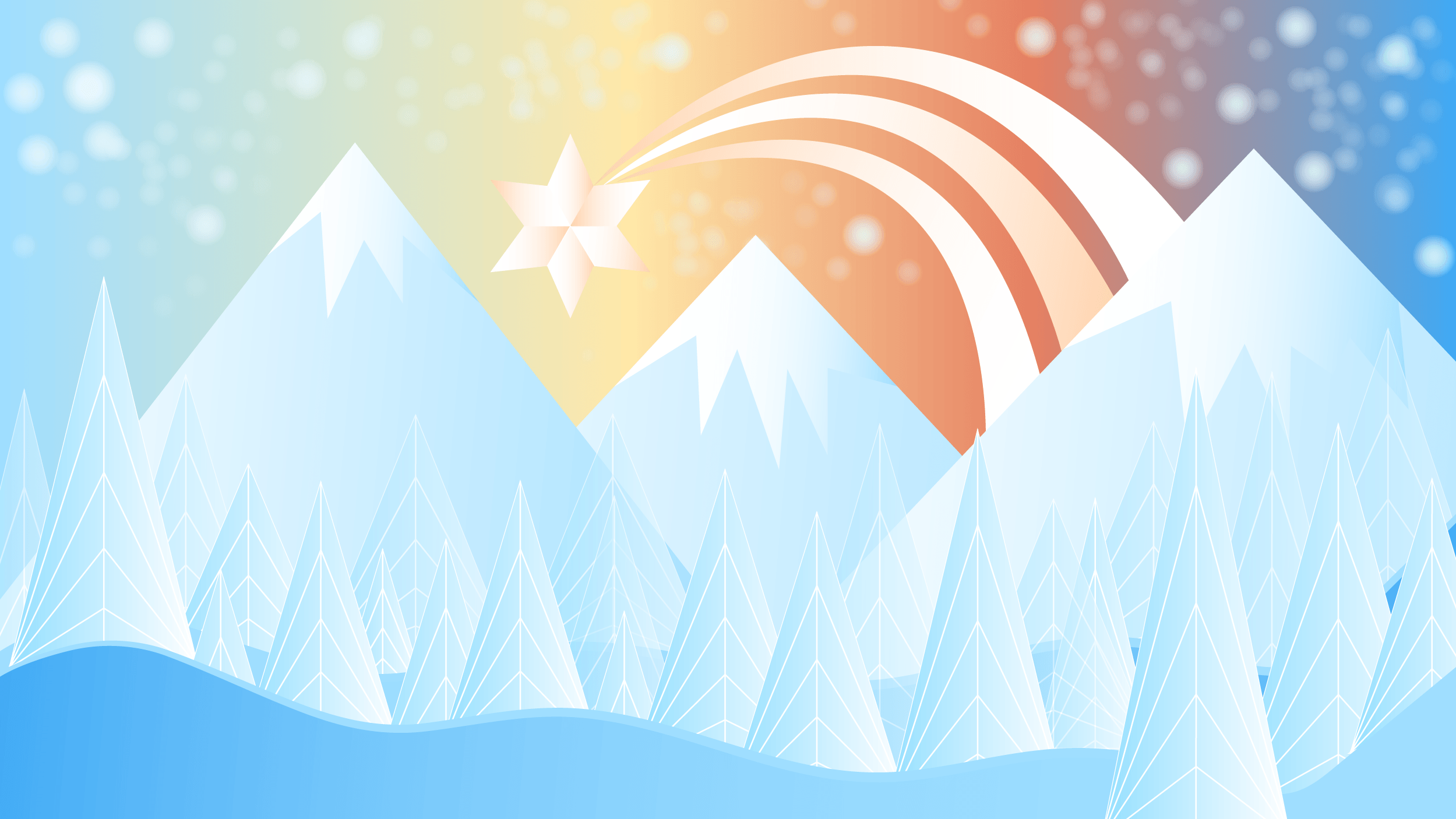 Christmas Star and Winter Mountains HD Wallpaper