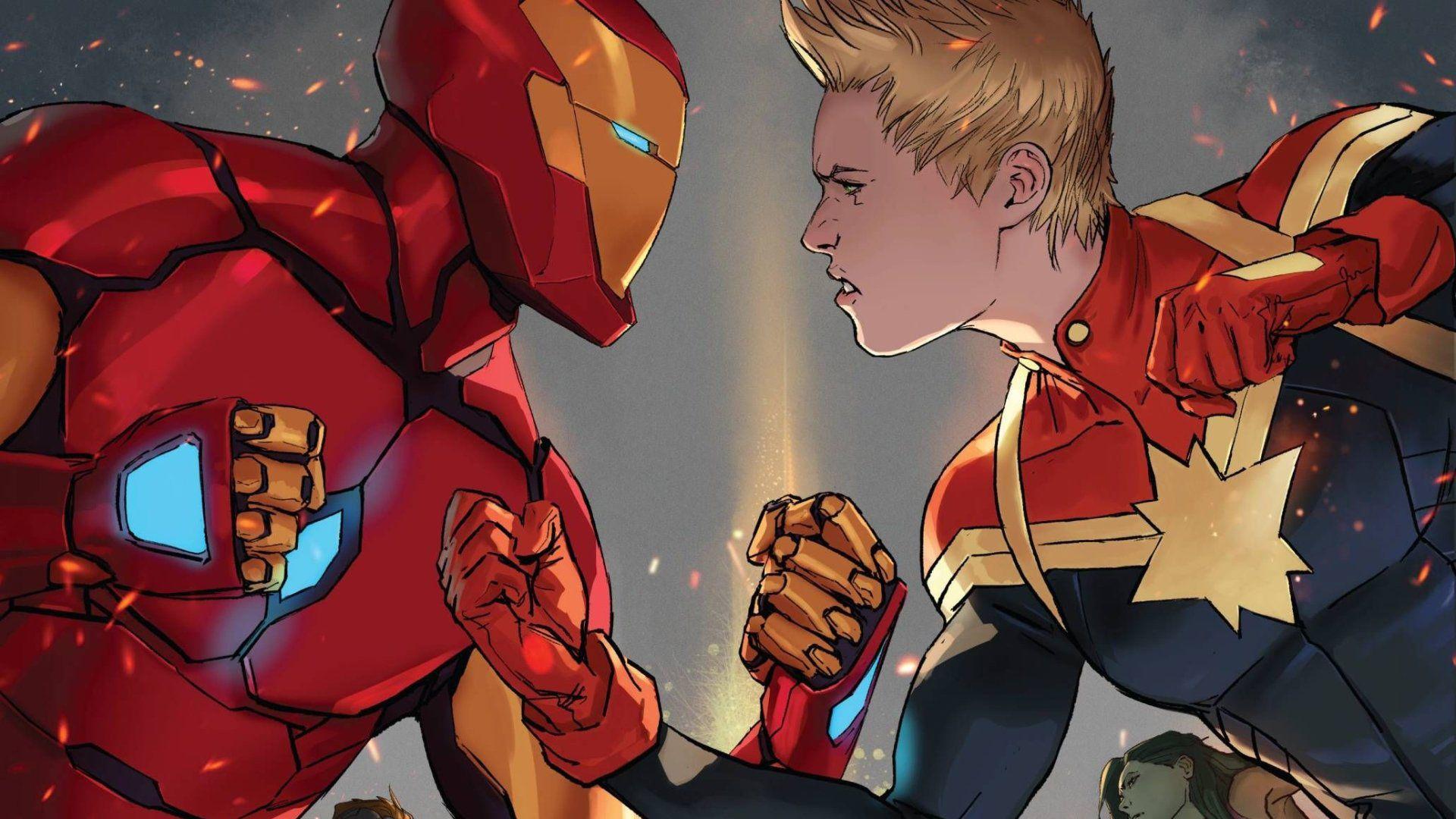 Wallpaper 4k Iron Man And Captain Marvel artwork wallpaper