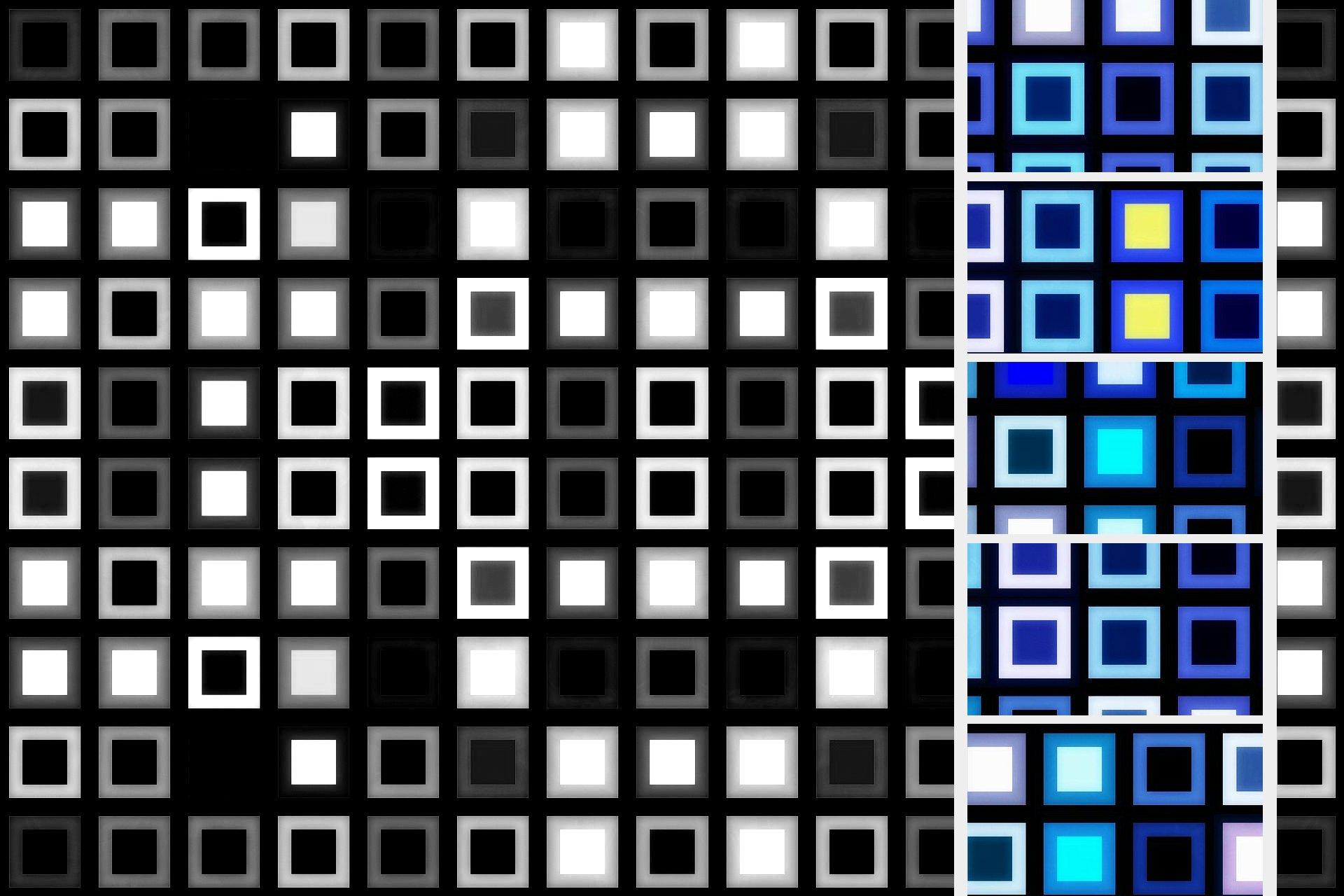 Mosaic Squares in Black and White with a Blue Overlay HD
