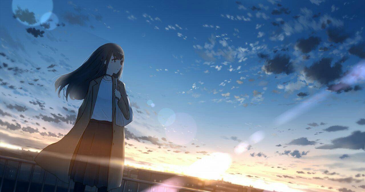 Girls ⊙ Sky ⊙ Wallpaper #animegirl #animekawaii #Kawaii #sky