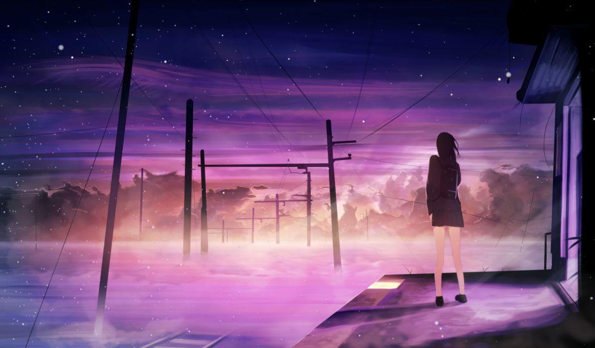Anime girl alone sky wallpaper .wallpaperup.com