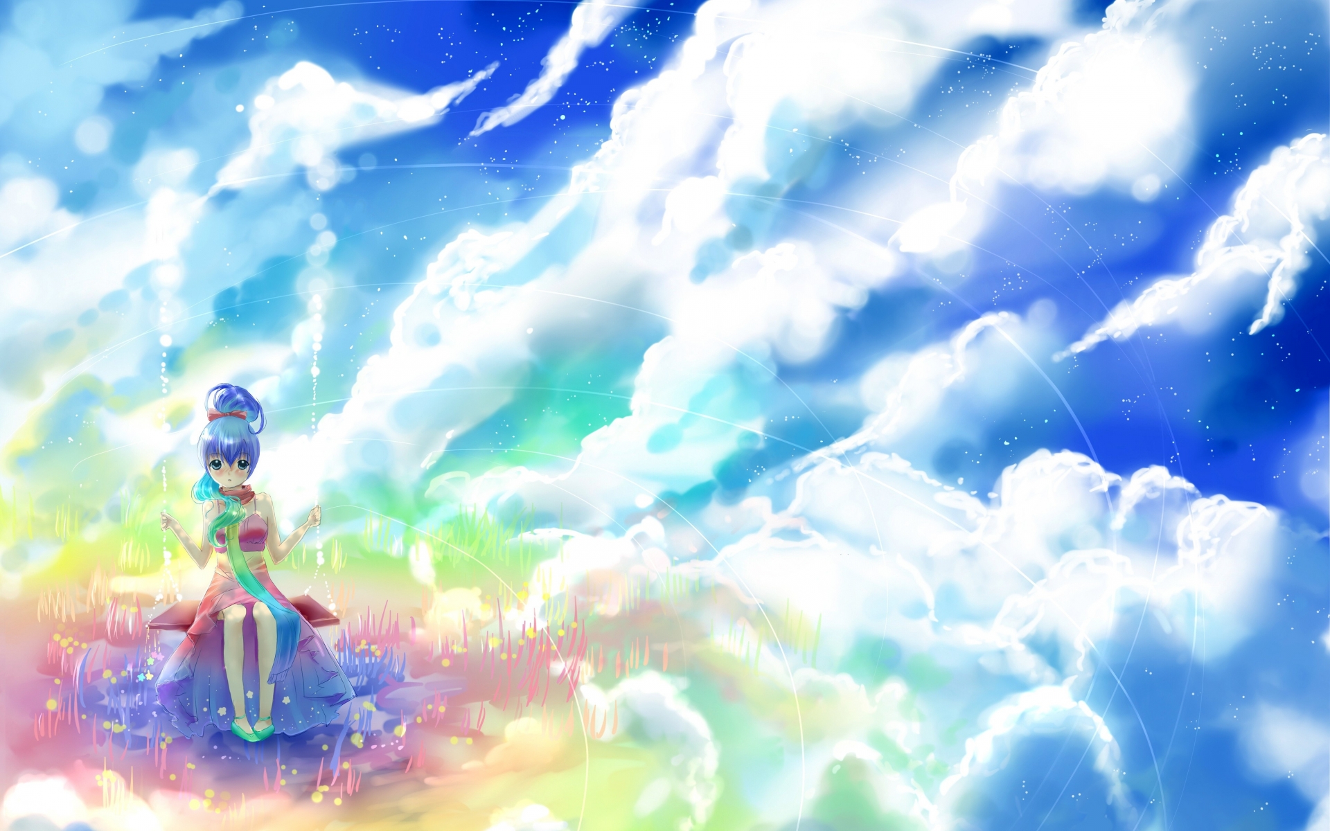 Anime Girl Rock Clouds & Sky wallpaper. Anime Girl Rock