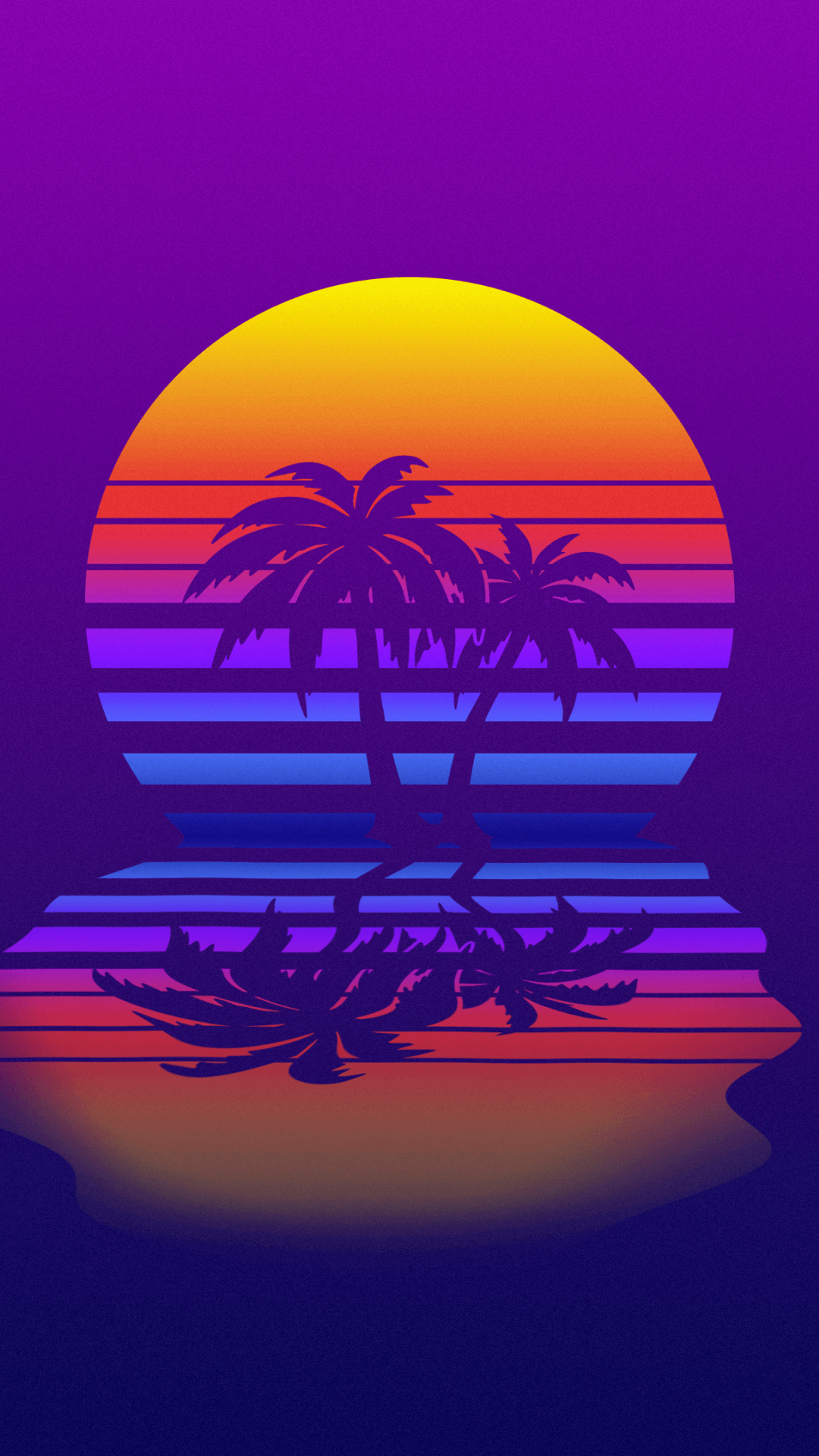 Synthwave, minimal, moon and palm tree Wallpaper. Vaporwave