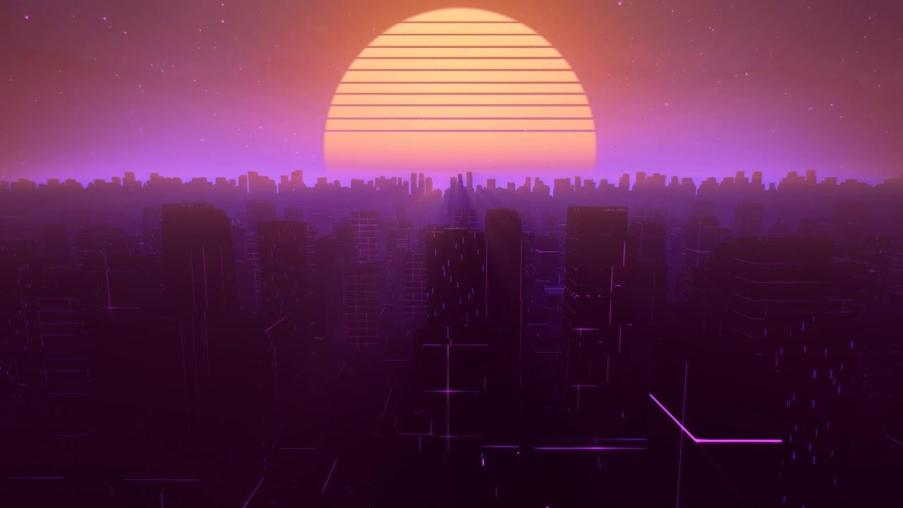 Neon City Outrun Synthwave Animation loop 2