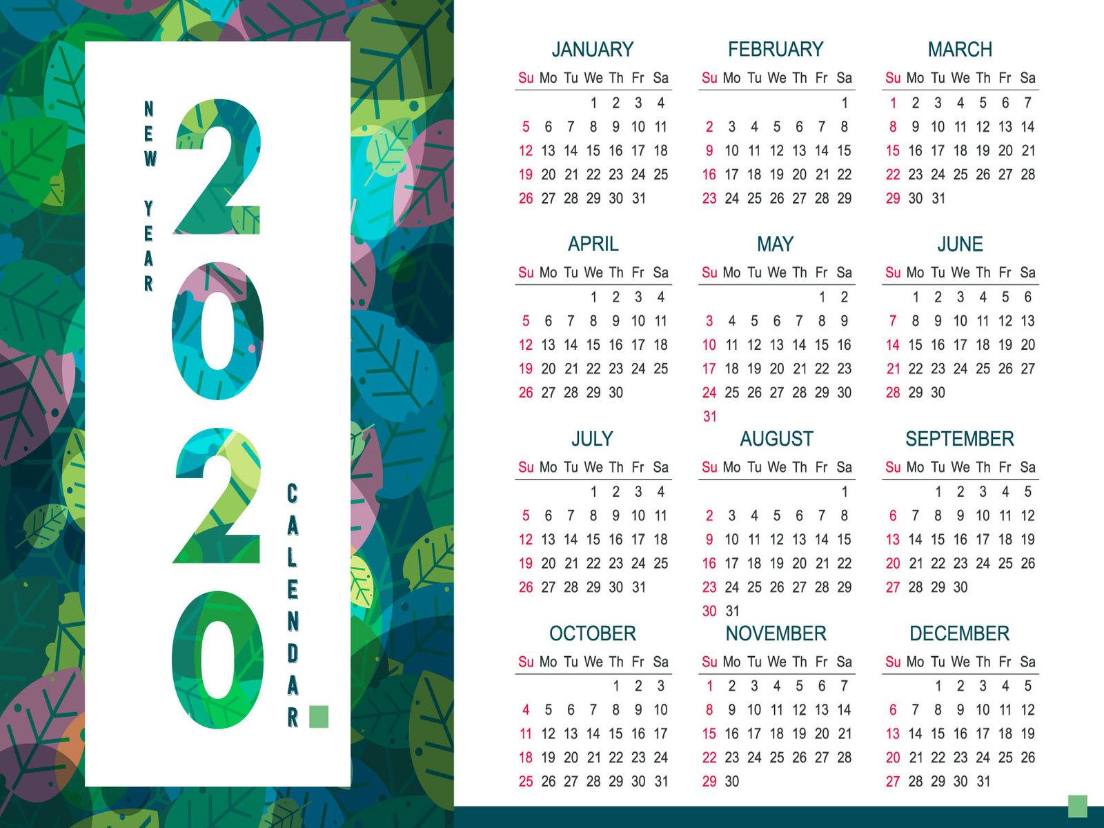 New Year 2020 calendar design