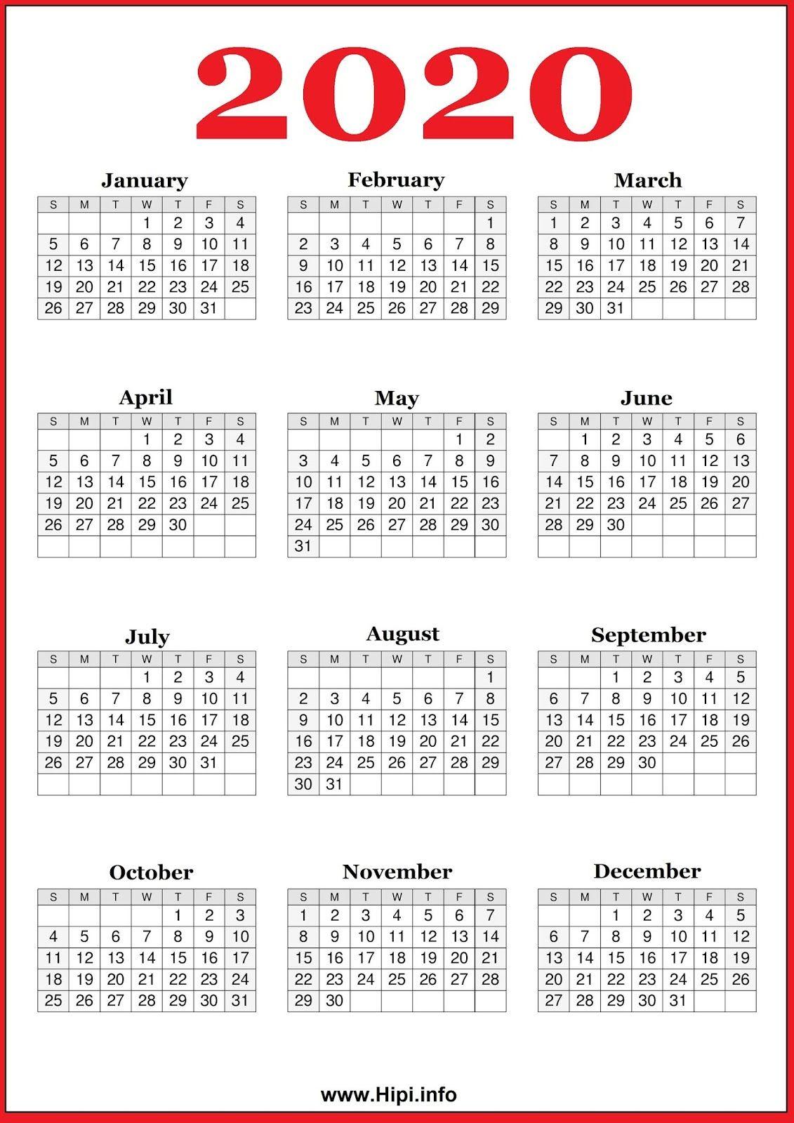 Calendar 2020 Wallpaper