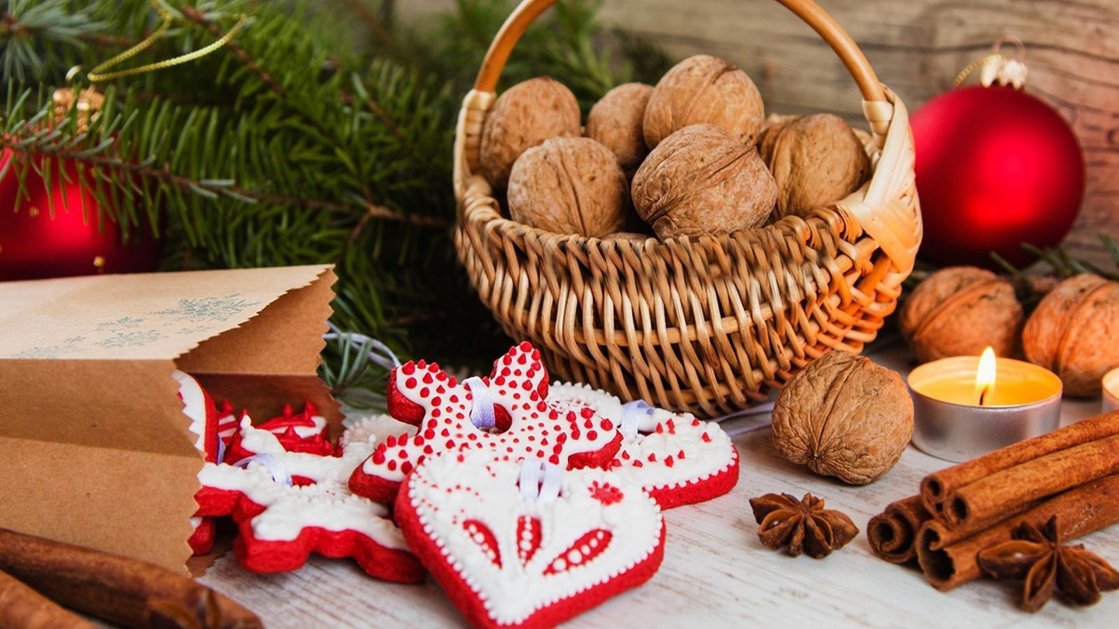 cookies, abstract, Christmas, walnuts, still life wallpaper