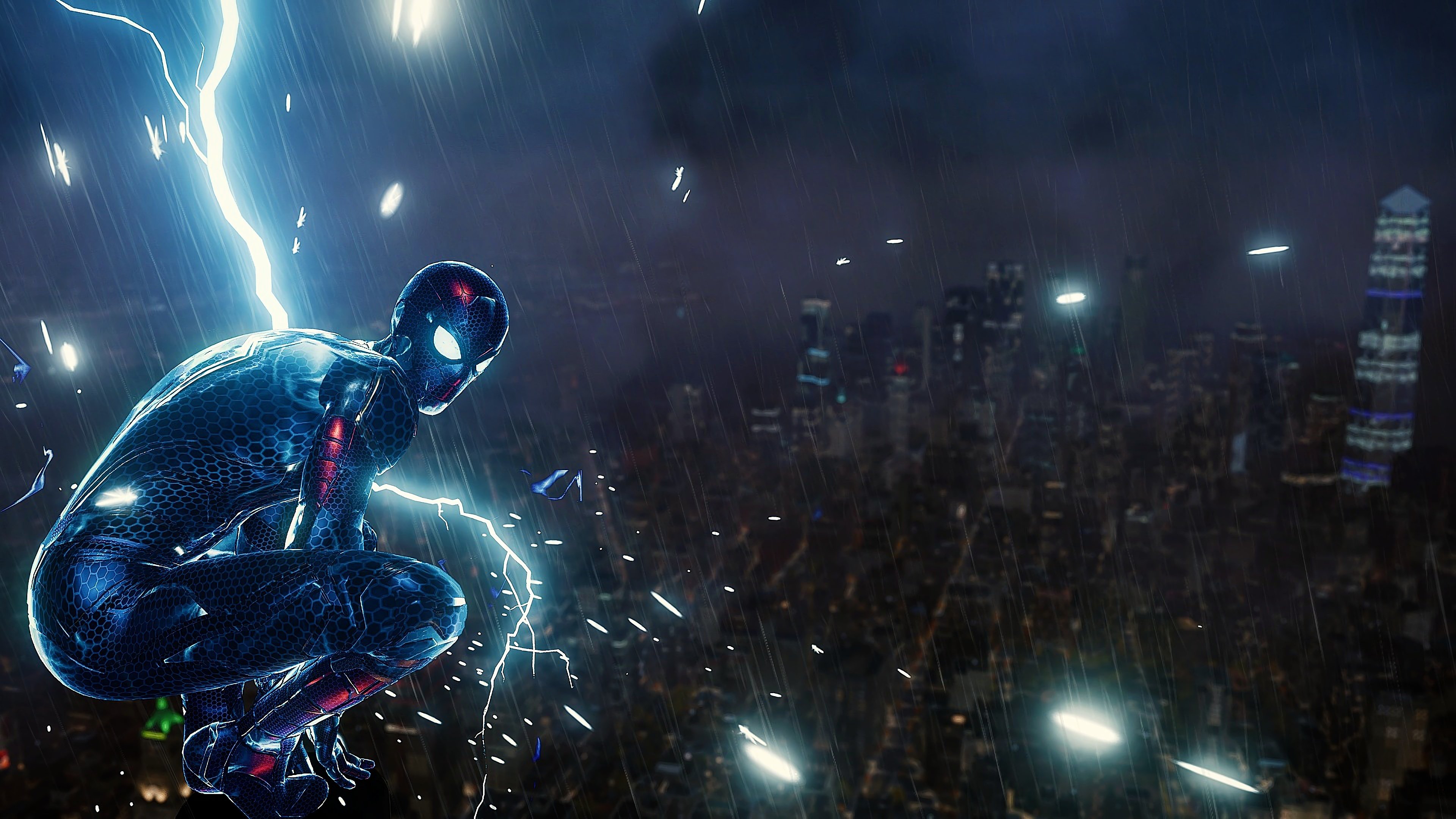 Spiderman Ps4 Lighting, HD Superheroes, 4k Wallpaper