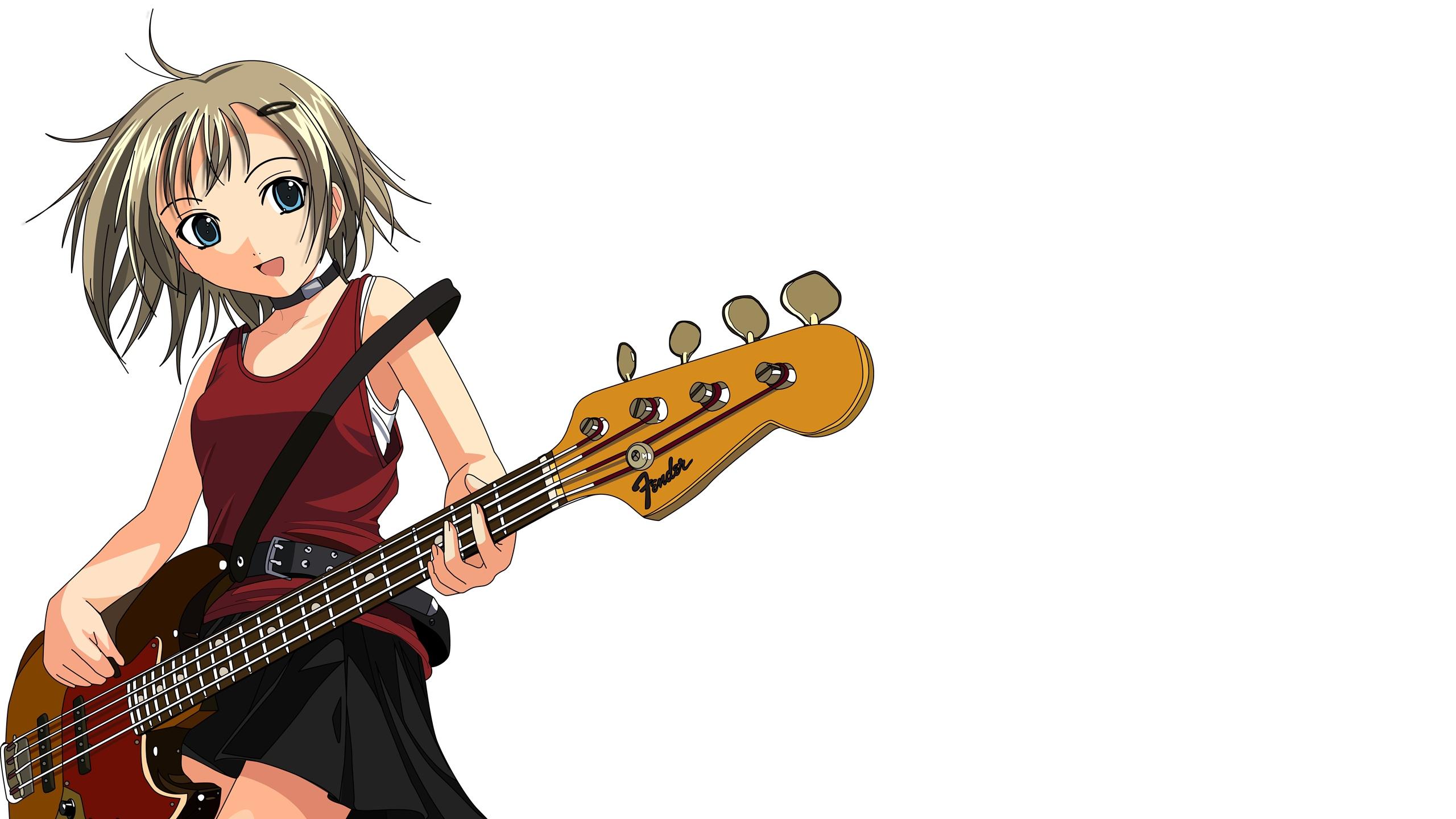 Download wallpaper 2560x1440 anime, girl, guitar, music, fun