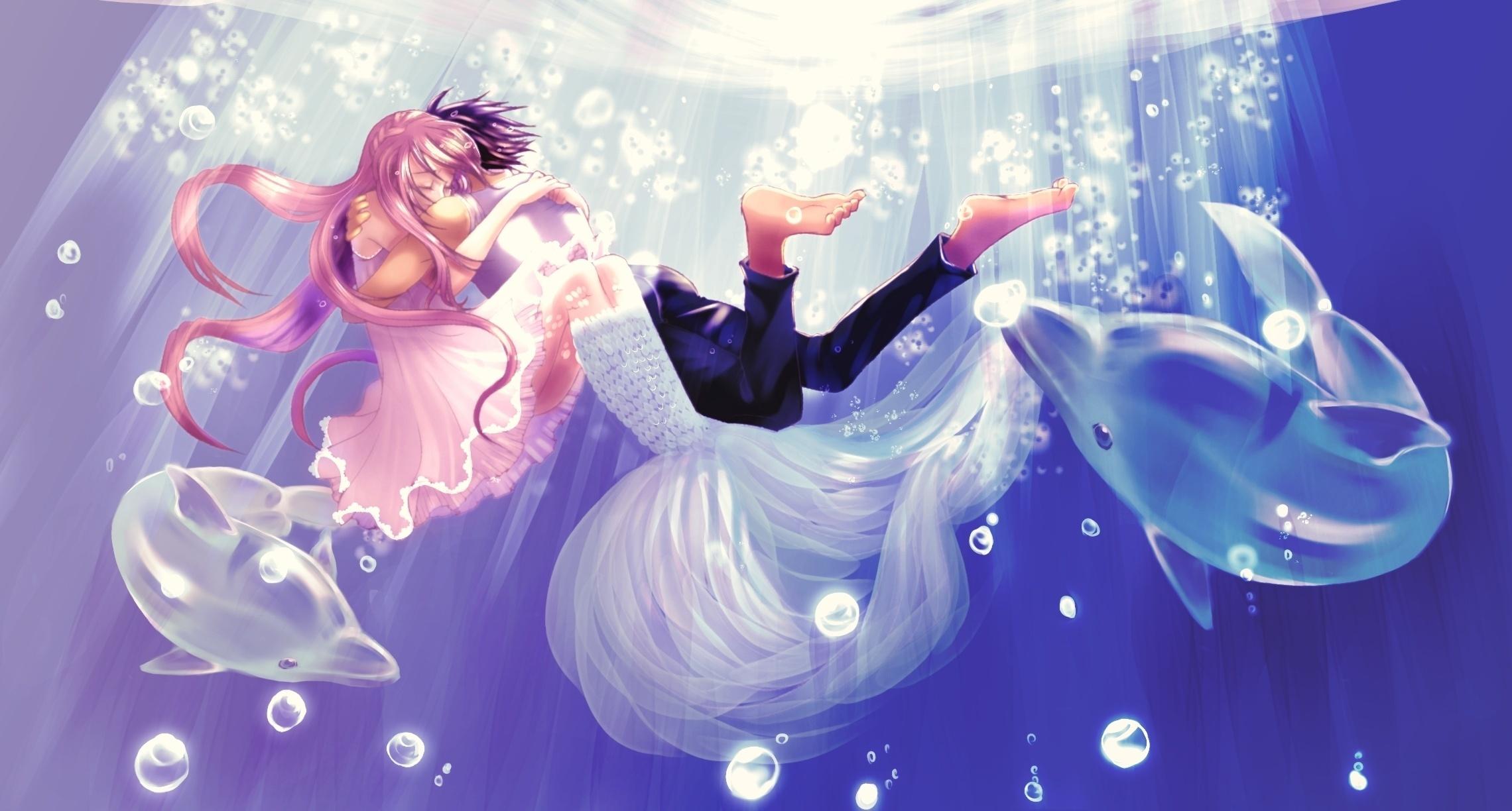 Anime Girl Boy Love Is High Definition Wallpaper Mermaid