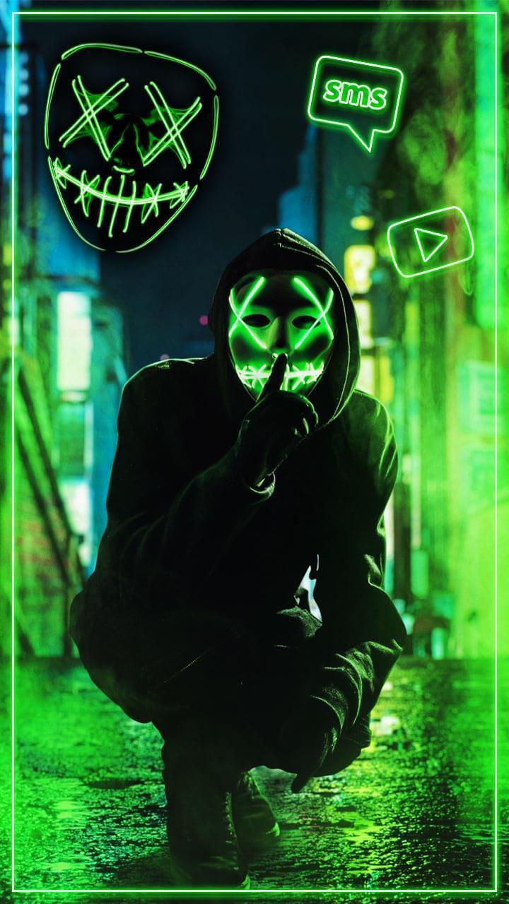 Neon, Mask, Cool, Man Theme & Live Wallpaper for Android