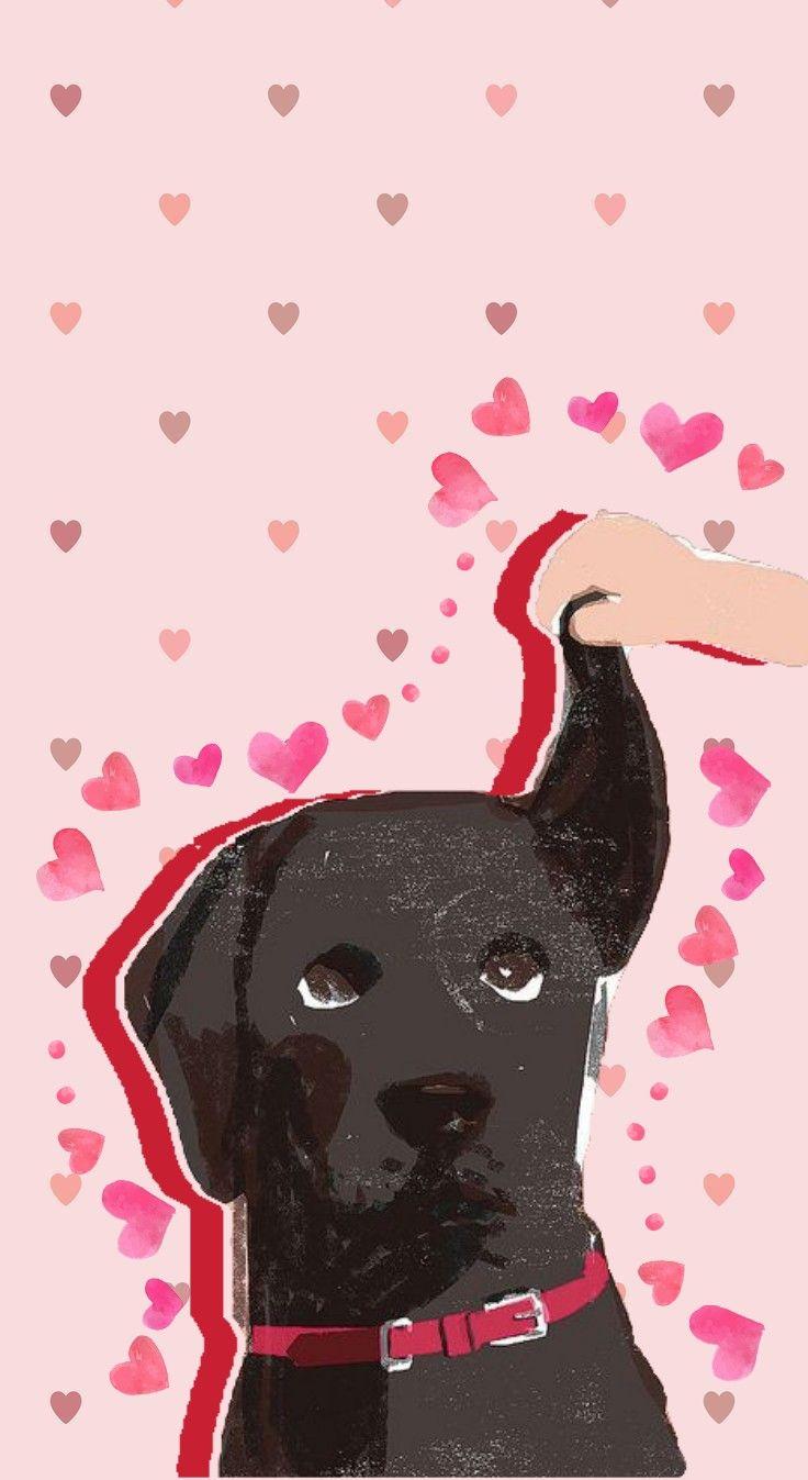 Black lab dog art Valentine's day phone background wallpaper